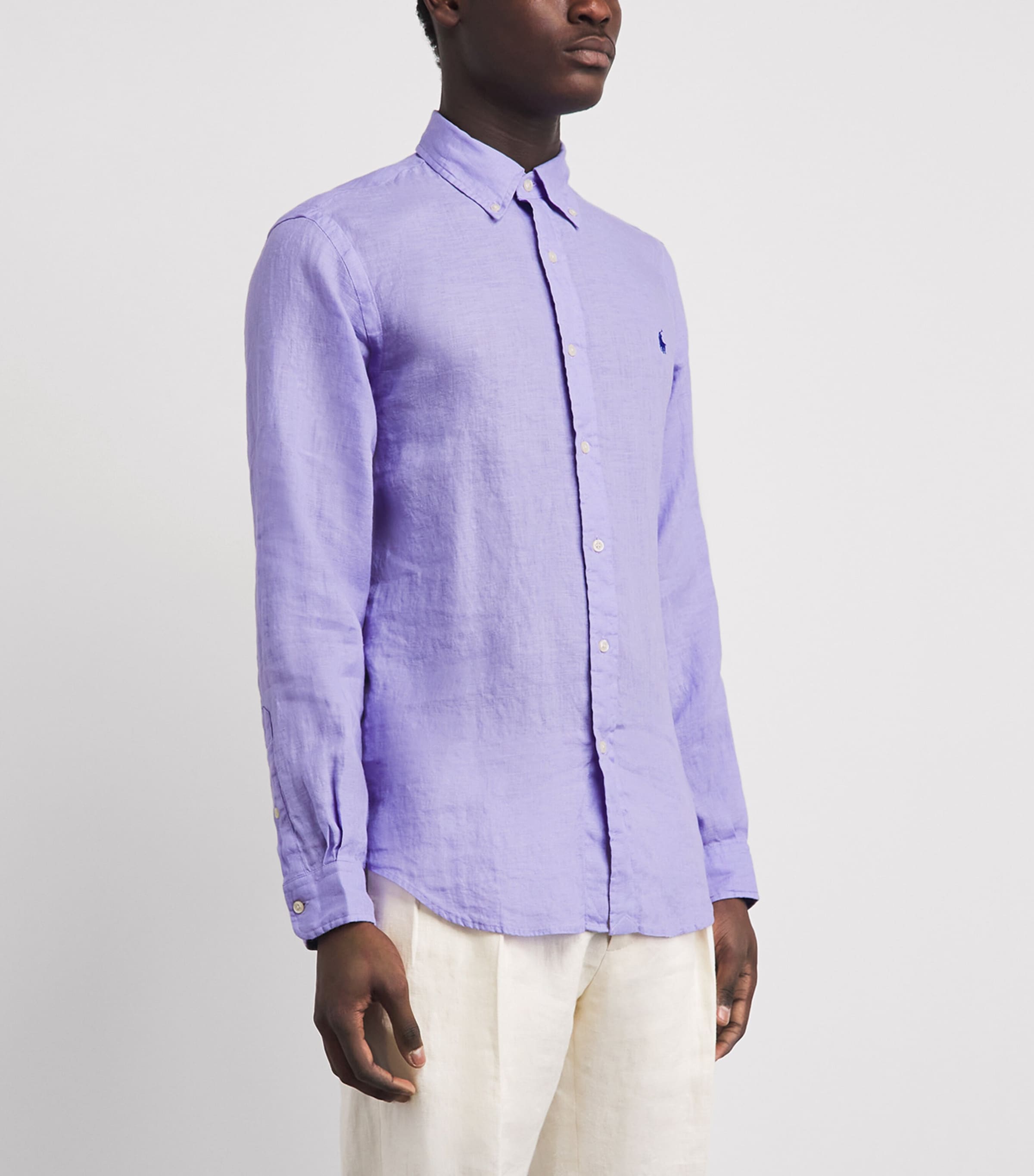Polo Ralph Lauren Mens Linen Custom-Fit Shirt Sky Lavender Image 4