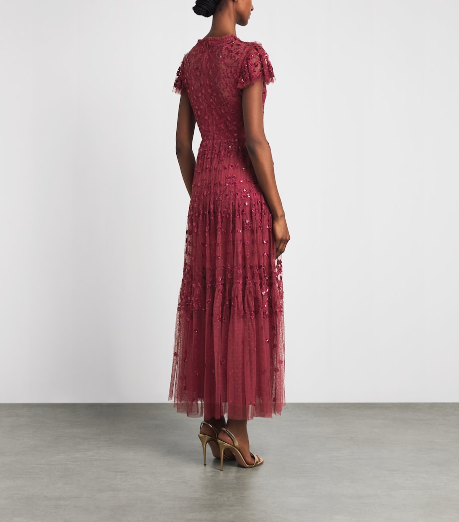 Needle & Thread Womens Clover Midi Dress Garnet Image 4