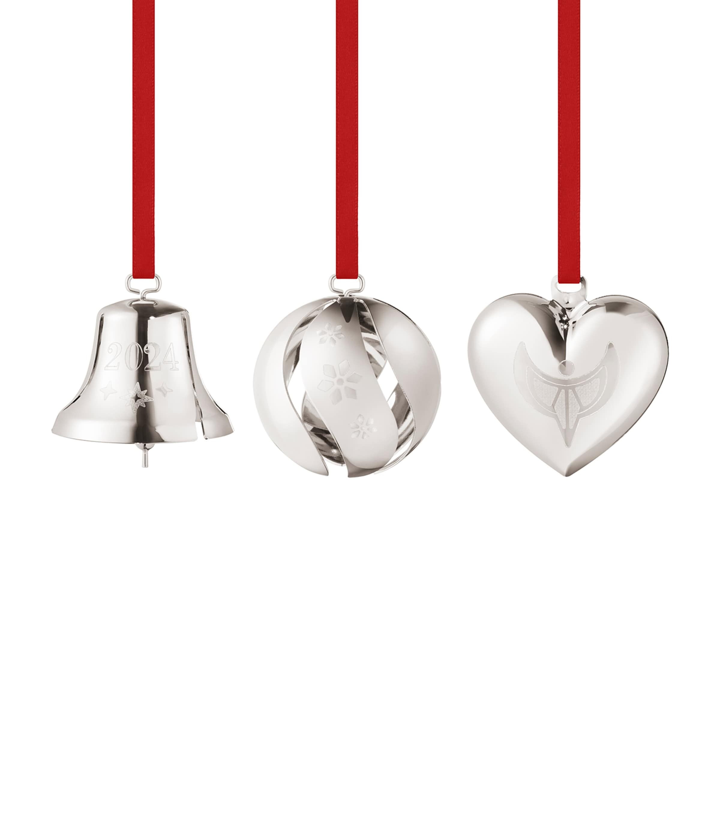 Georg Jensen Set Of 3 Palladium-plated Tree Decorations 2024 In Silver