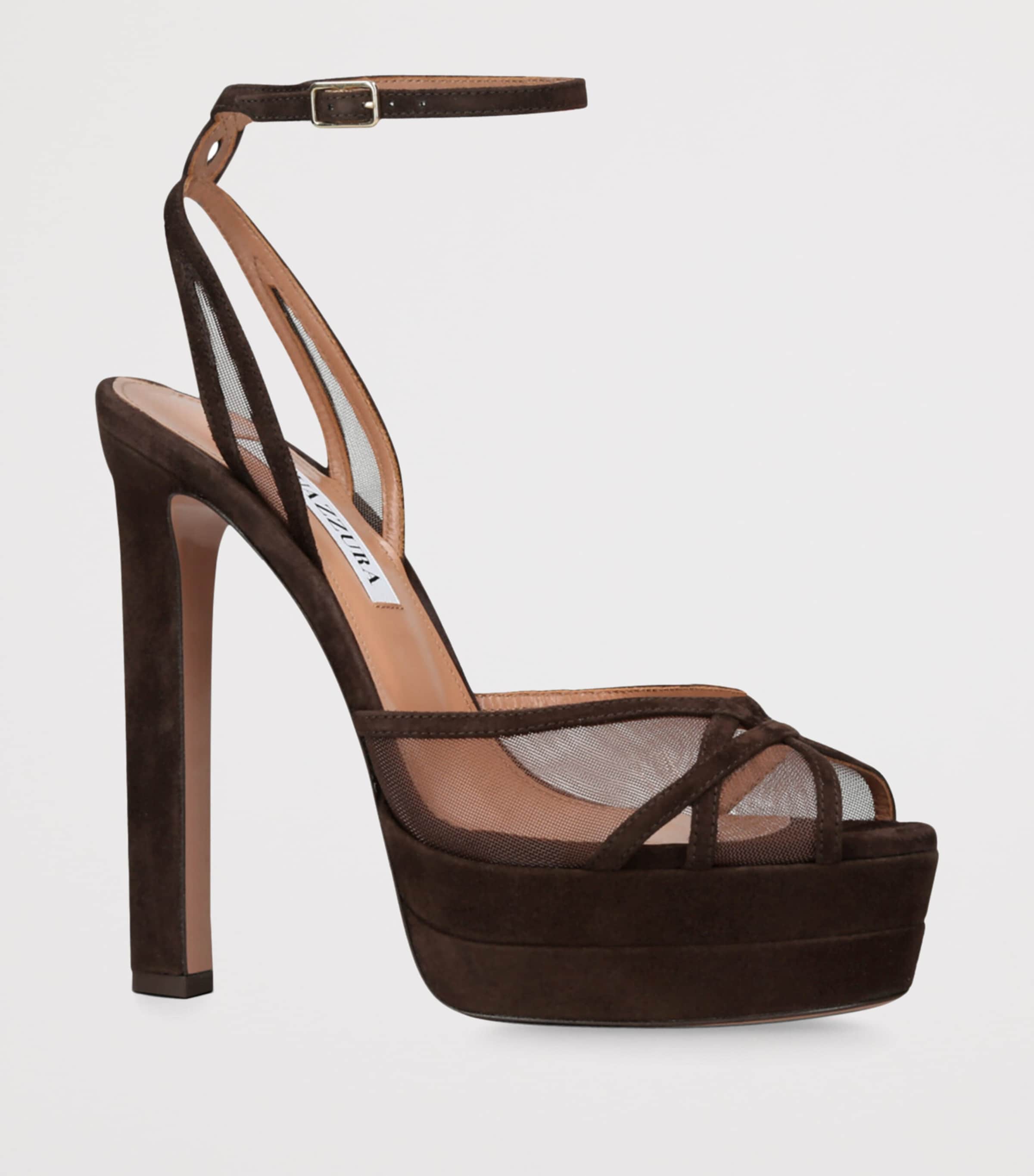 Suede Shear Plateau Sandals 130 BROWN Image 3
