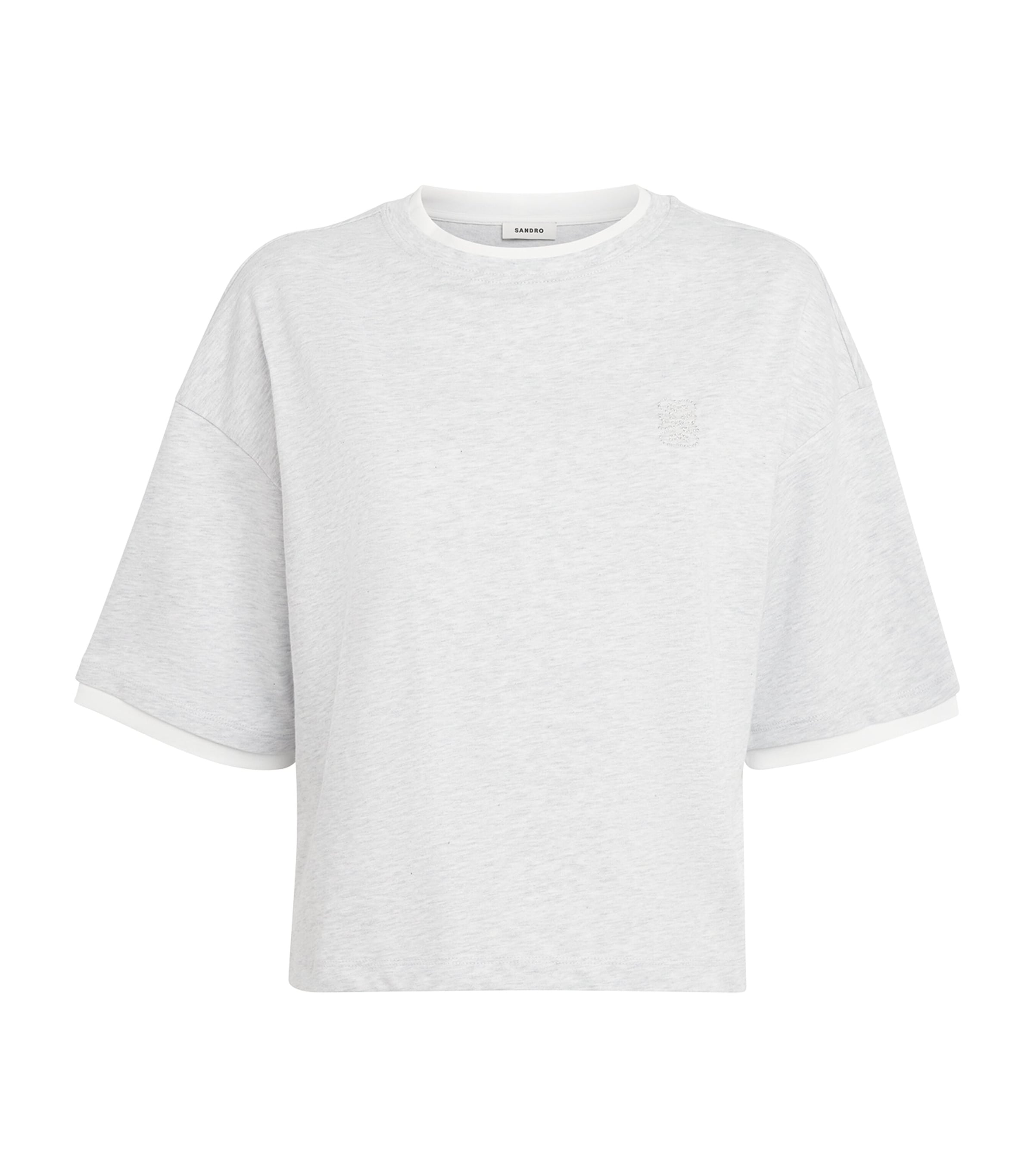 Sandro Paris Womens Cotton Logo T-Shirt Grey Image 1