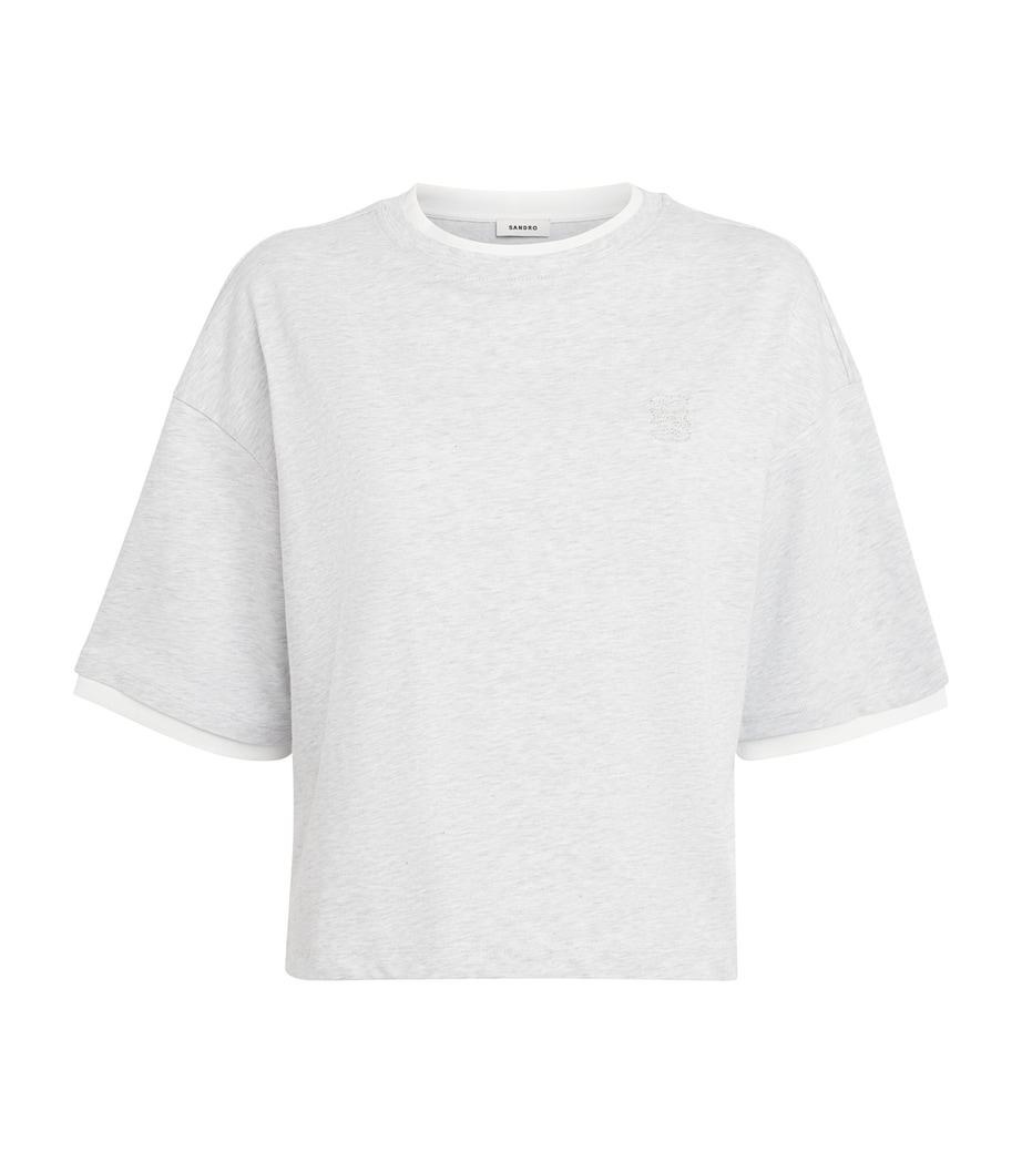 Sandro Paris Womens Cotton Logo T-Shirt Grey Image 1
