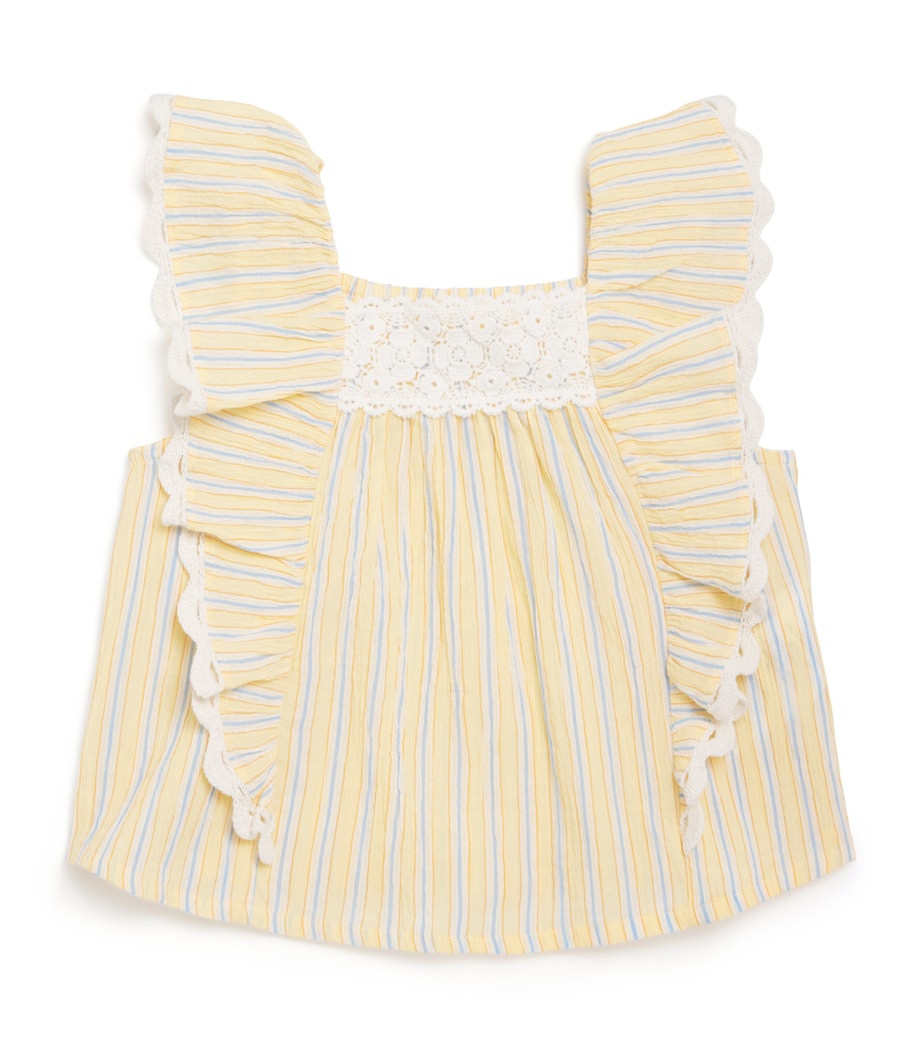 Louise Misha Cotton Stripe Gia Blouse (3-10 Years) Yellow Sunny Stripes Image 1