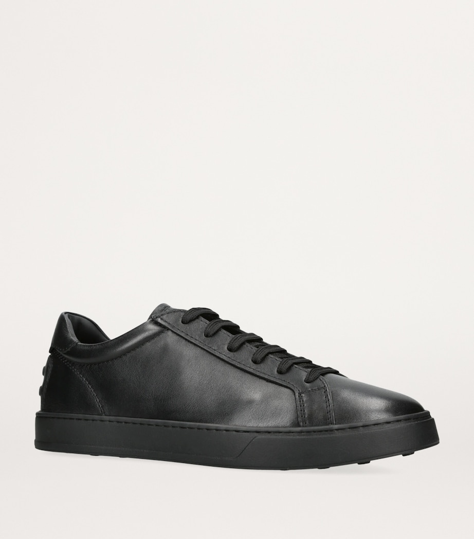 Leather Allacciata Cassetta Sneakers BLACK Image 3