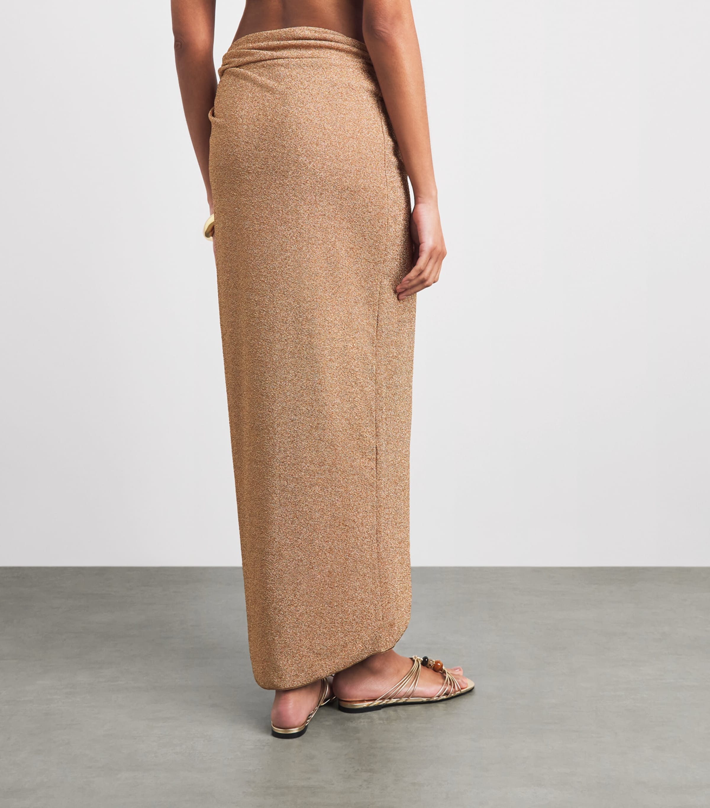 Devon Windsor Womens Glitter Knot Maxi Skirt Gold Shimmer Image 5