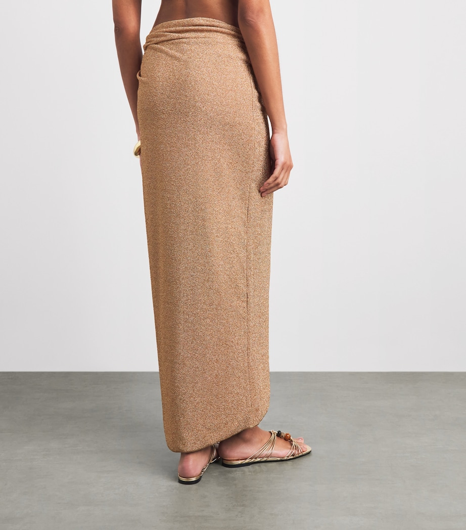 Devon Windsor Womens Glitter Knot Maxi Skirt Gold Shimmer Image 5
