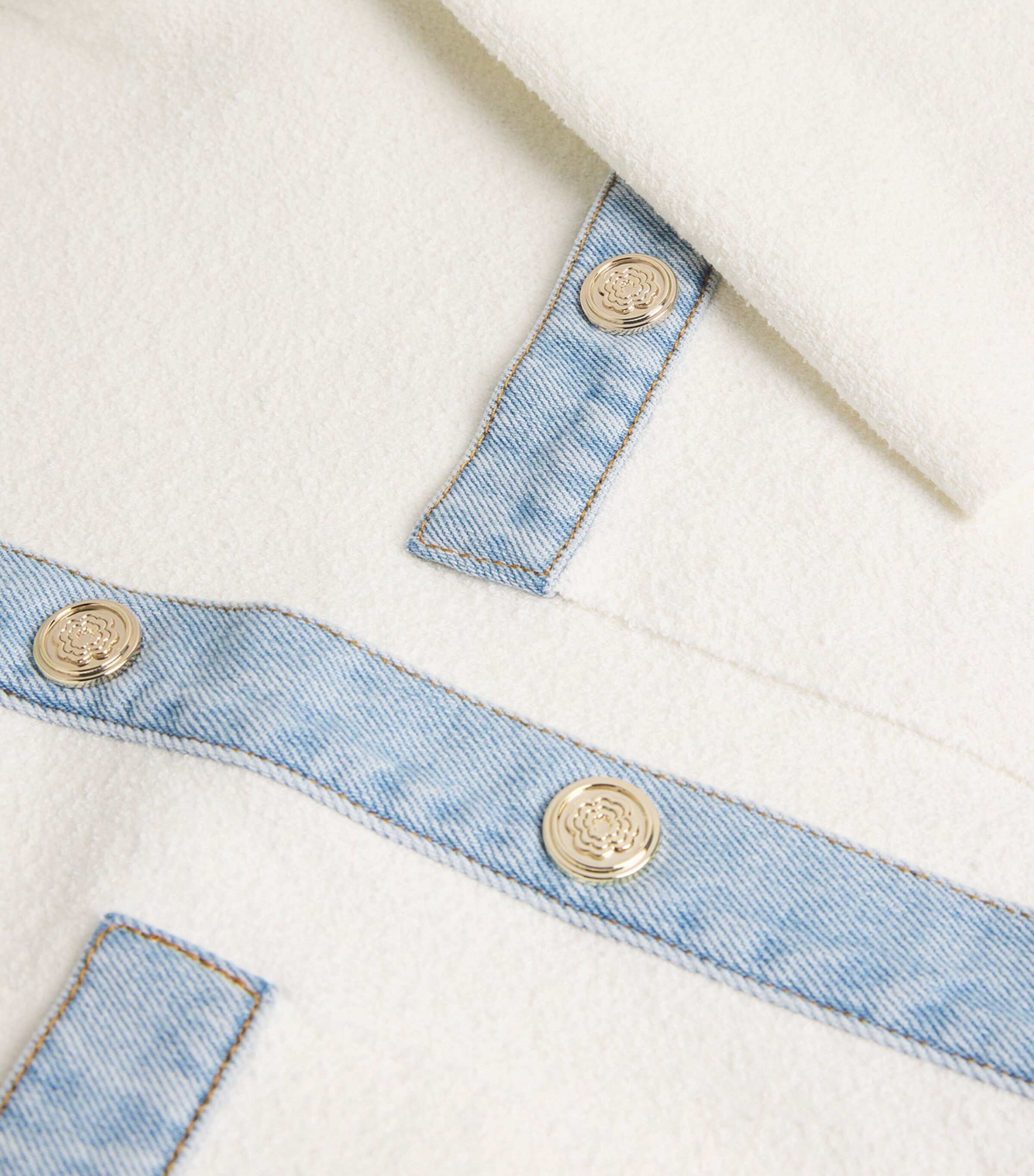 Maje White Terry Denim-Trim Cardigan Harrods PR