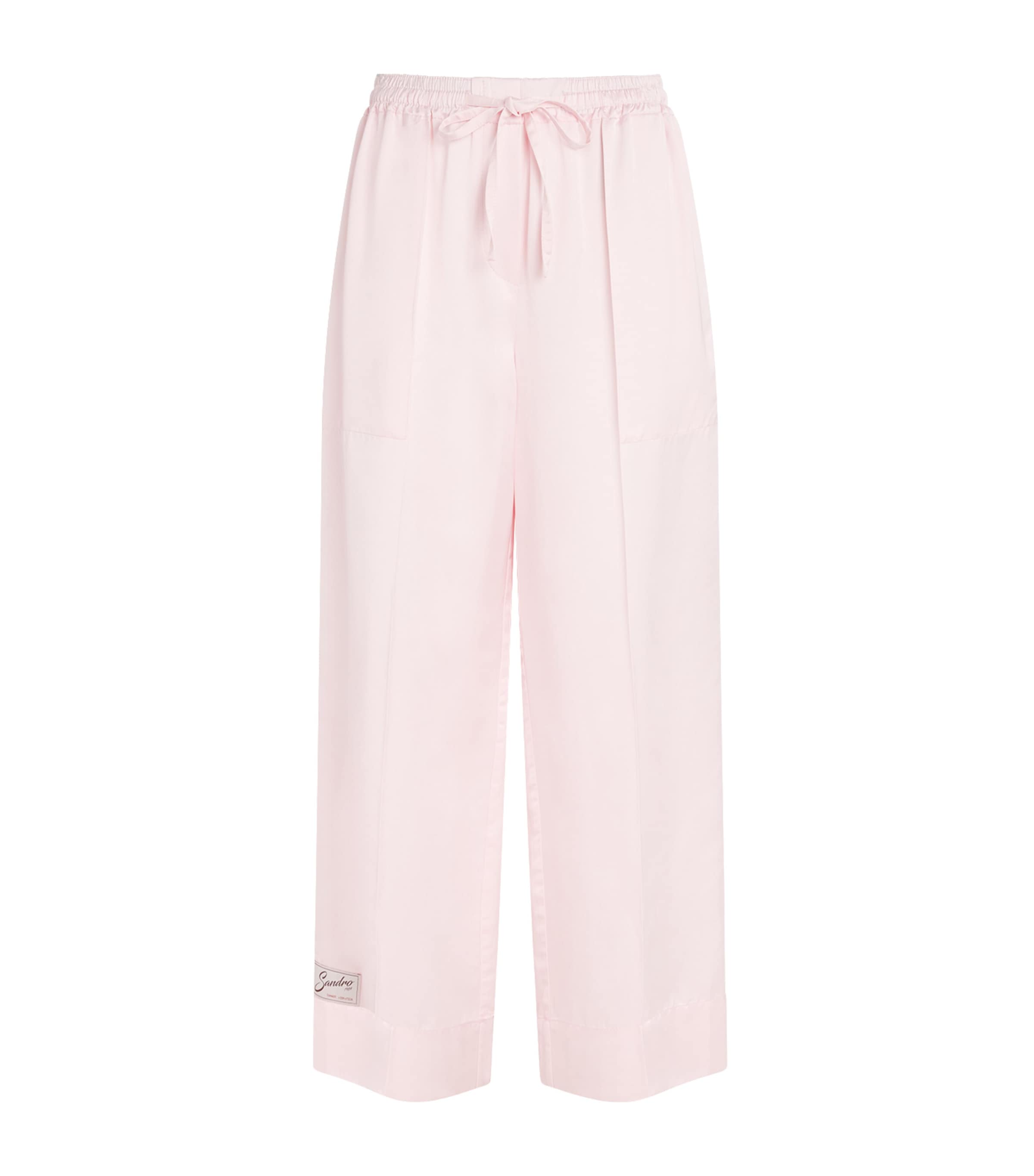 Sandro Paris Womens Satin Wide-Leg Trousers Light Pink Image 1
