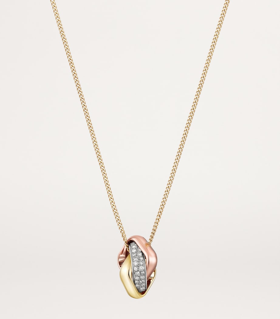 Gold and Diamond Trinity Necklace MULTI Image 3