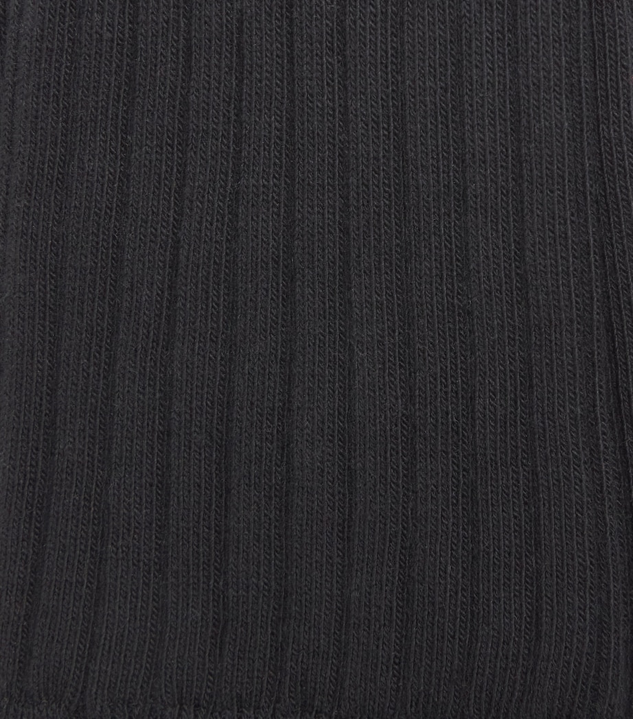 Falke Womens Stretch-Cotton Ribbed Socks Black Image 2