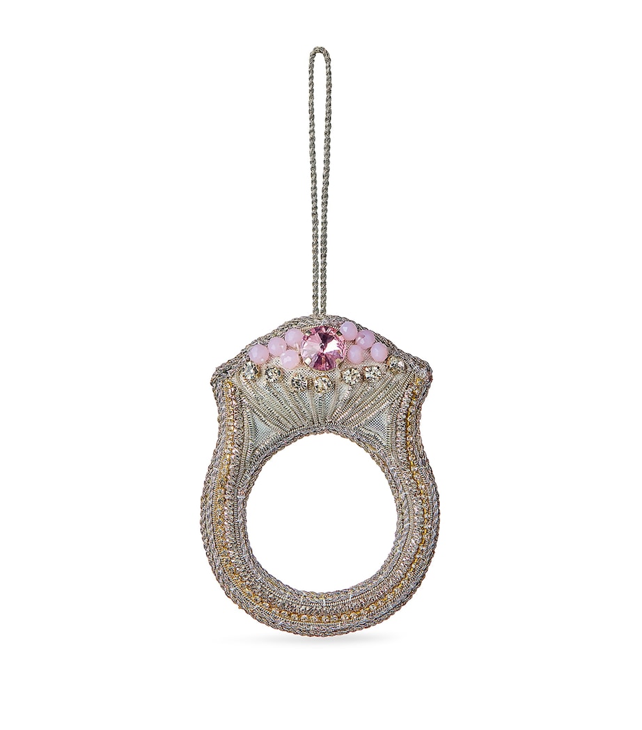 Beaded Ring Tree Decoration SILVER/PINK Image 1