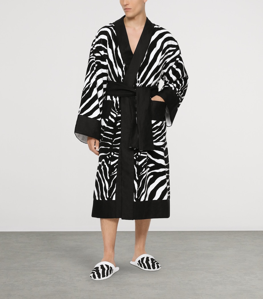 Terry Cotton Zebra Print Robe UZ025 ZEBRA NERO Image 10