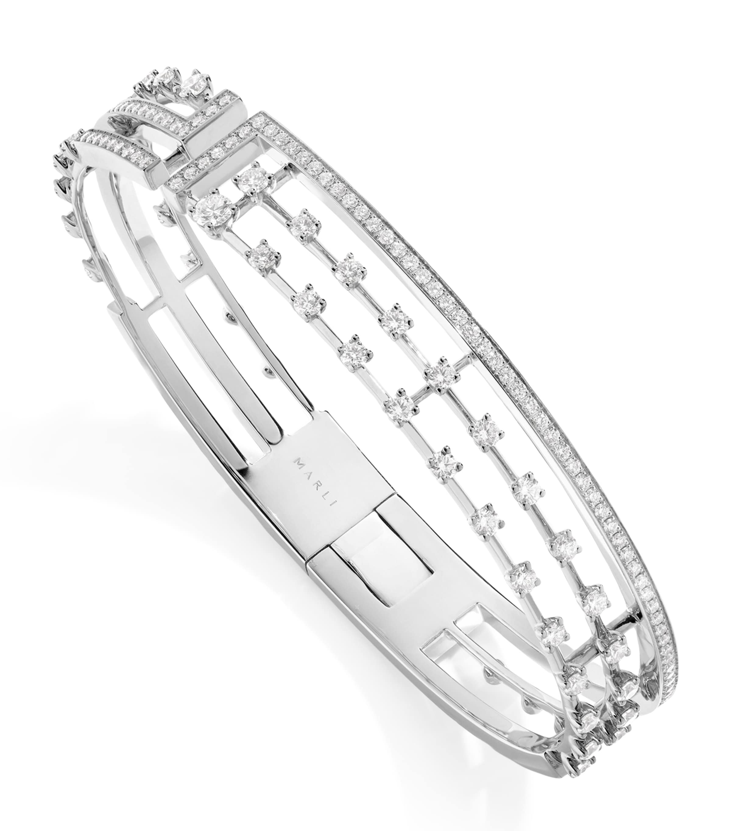 Marli New York Medium White Gold And Diamond Avenues Bangle