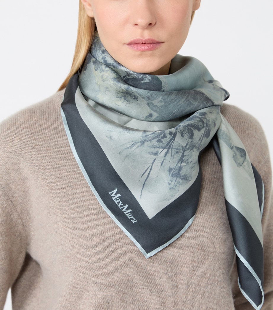 Max Mara Silk Printed Square Scarf Midnightblue Image 2
