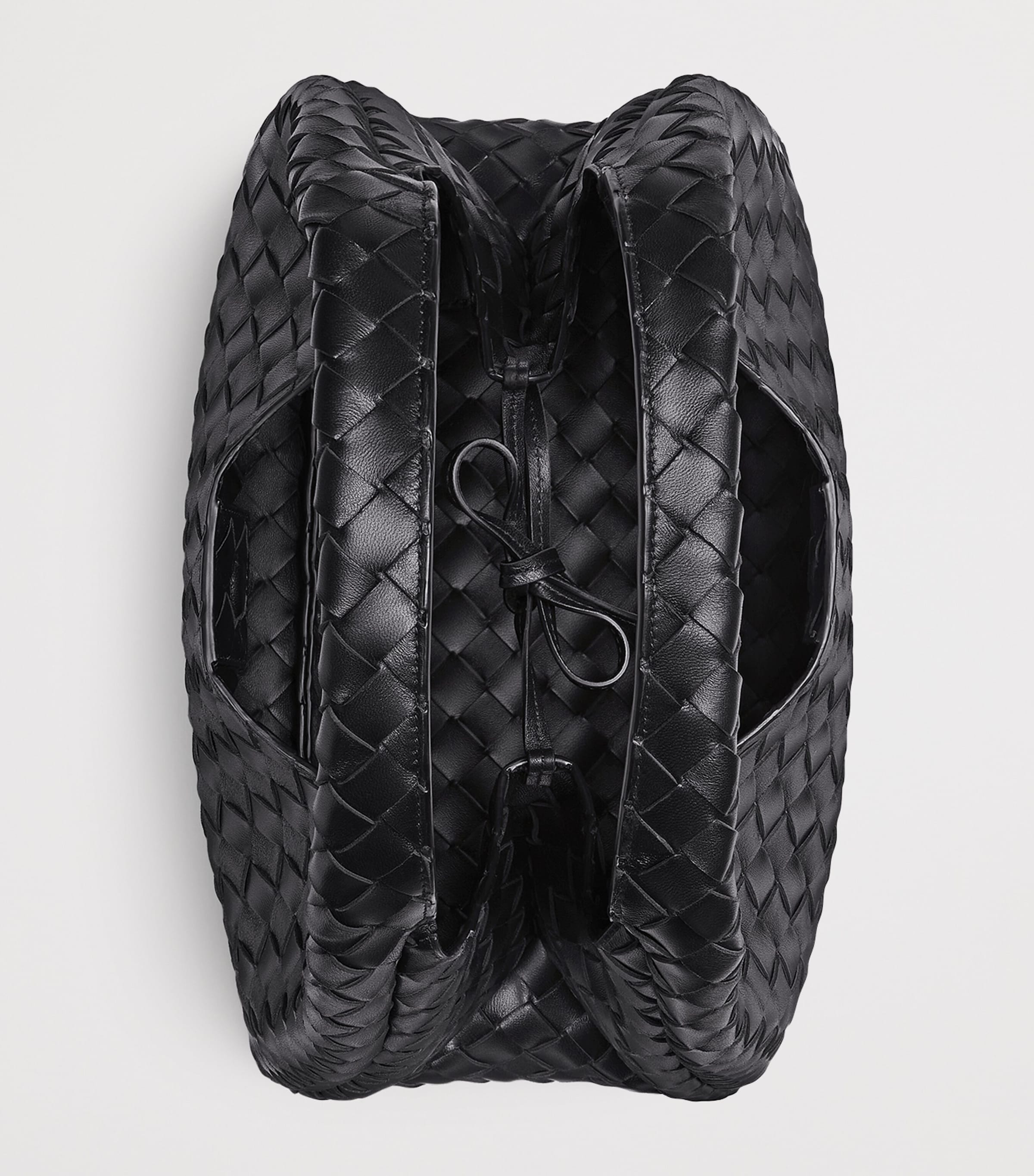 Bottega Veneta Black Medium Leather Intrecciato Campana