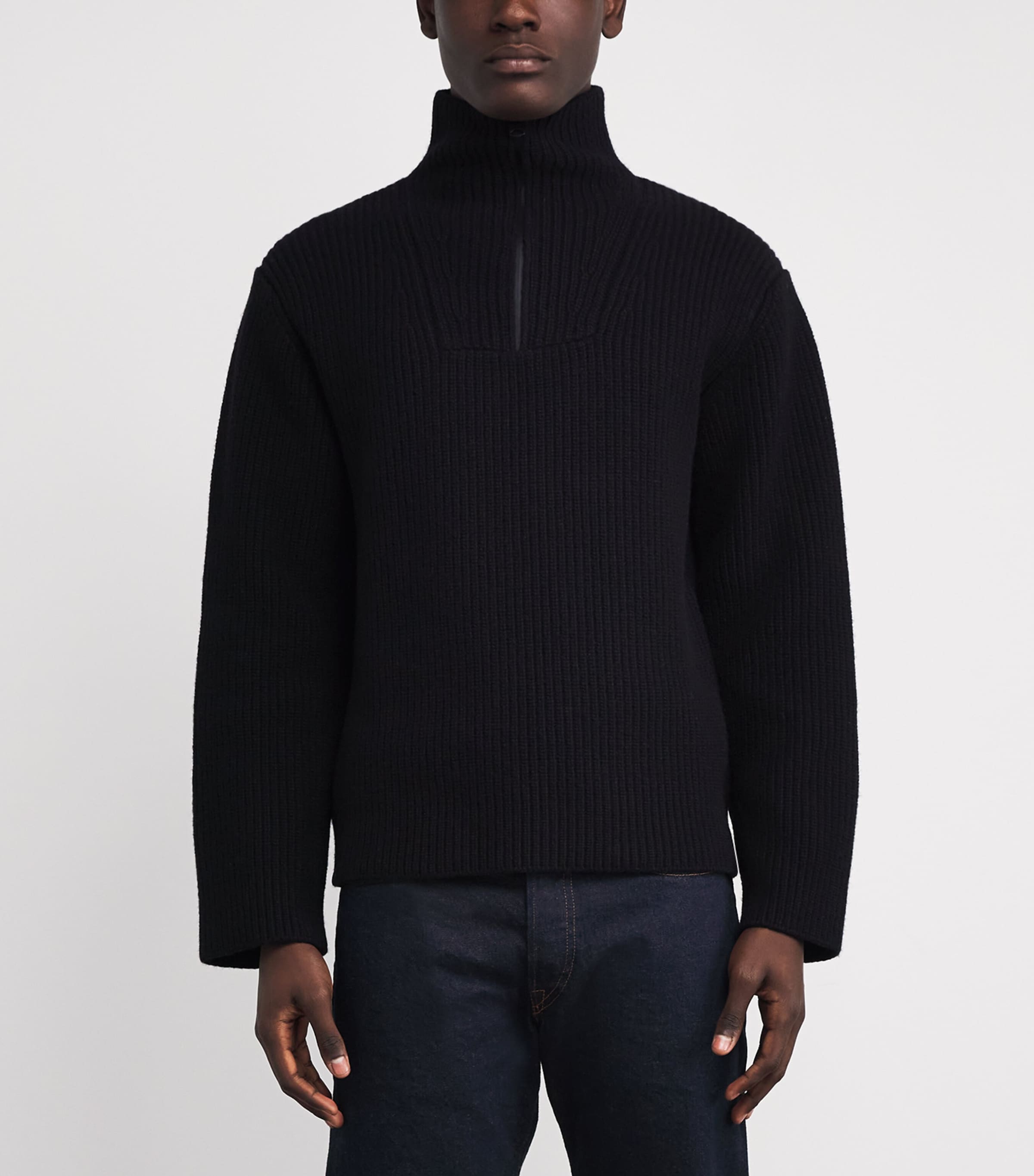 Wool Mario Quarter-Zip Sweater BLACK A Image 3