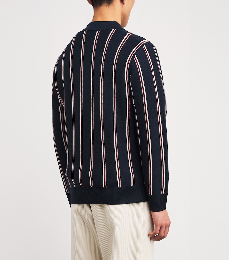 Cotton-Cashmere Stripe Cardigan MIDNIGHT MULTI Image 4