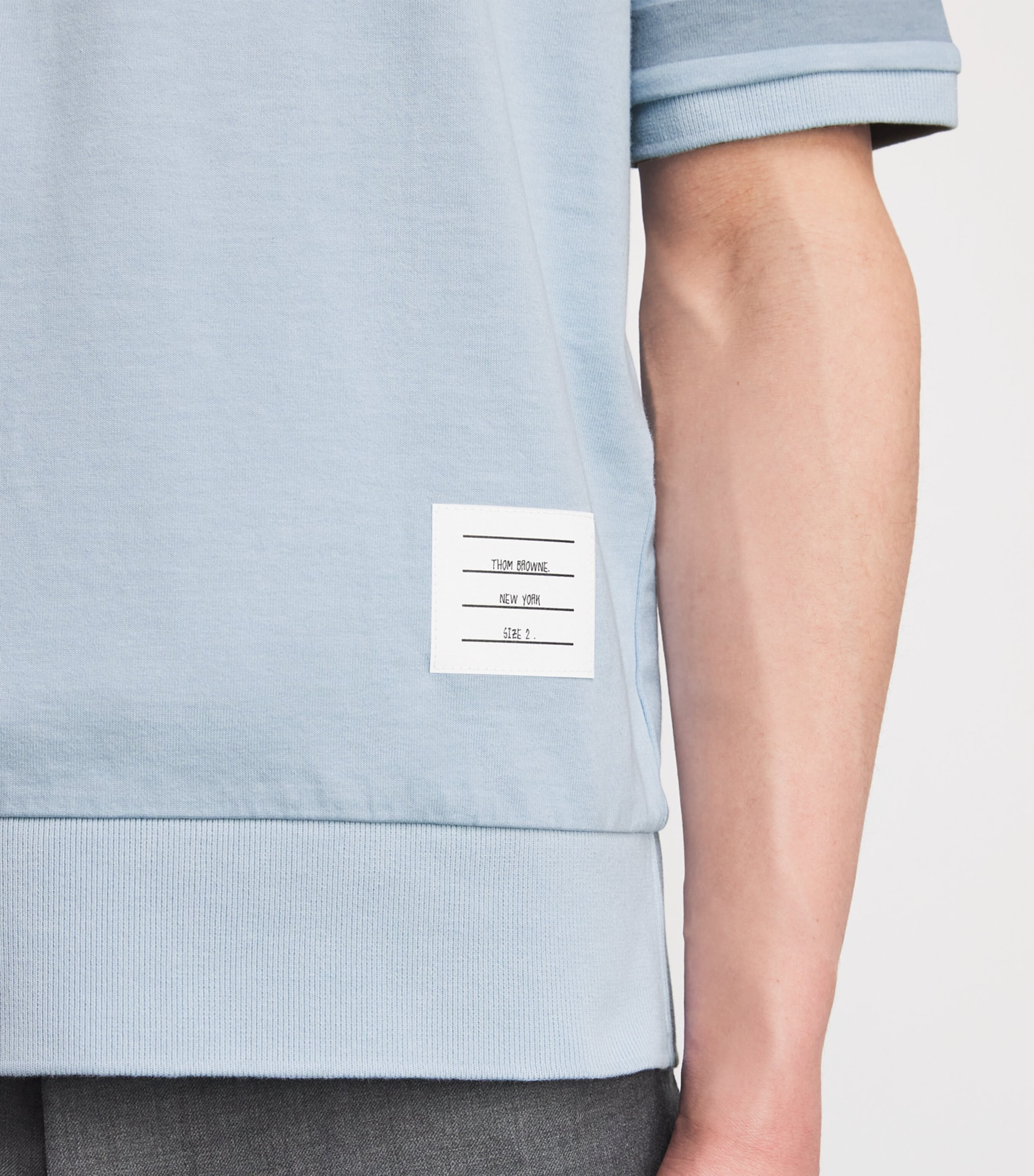 Thom Browne Mens Cotton 4-Bar T-Shirt Light Blue Image 3