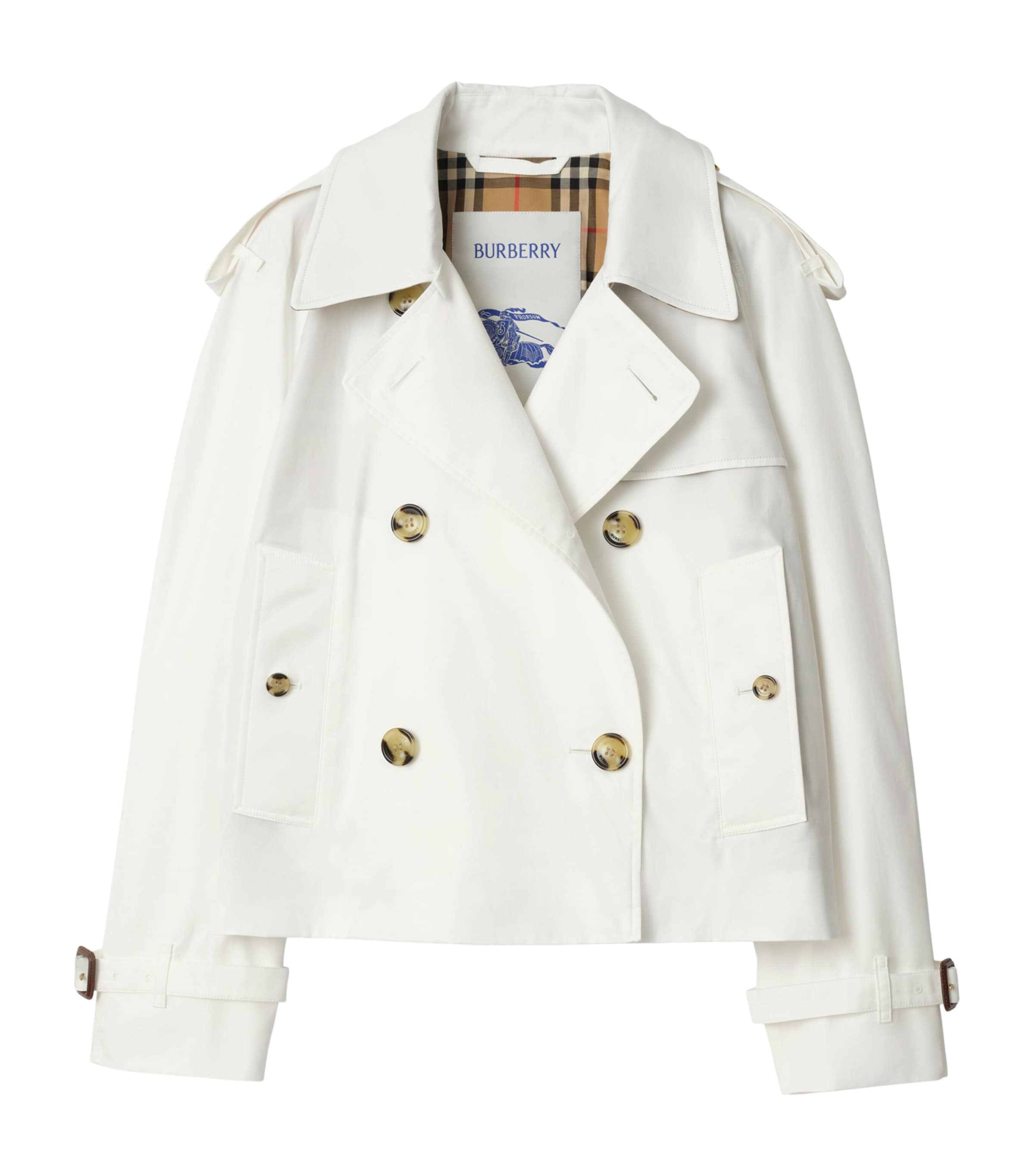 Burberry White Cropped Mayfair Trench Jacket | Harrods US