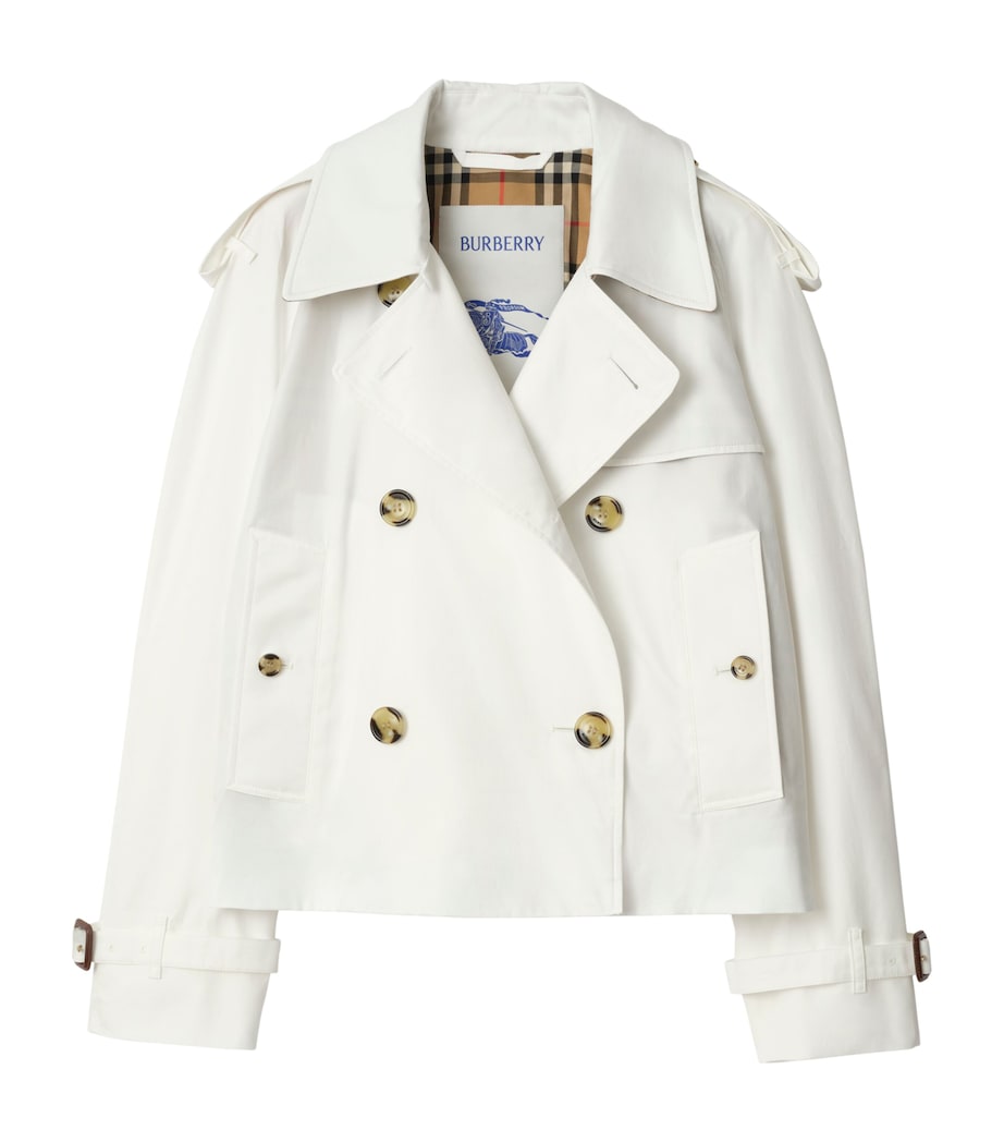 Burberry Womens Cropped Mayfair Trench Jacket Cotton Image 1