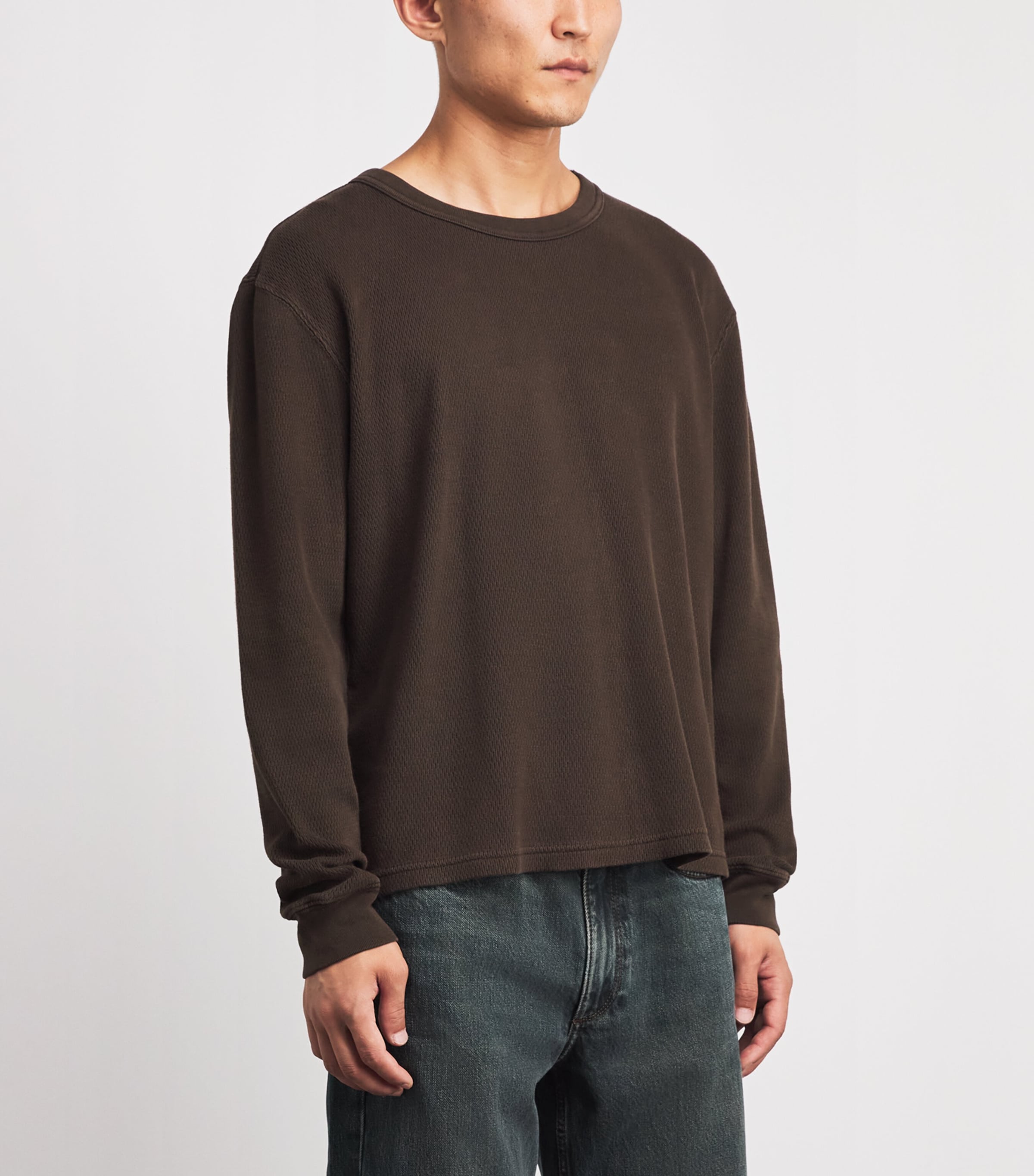 Citizens of Humanity Mens Cotton Waffle-Stitch Sweater Tobacco Image 4