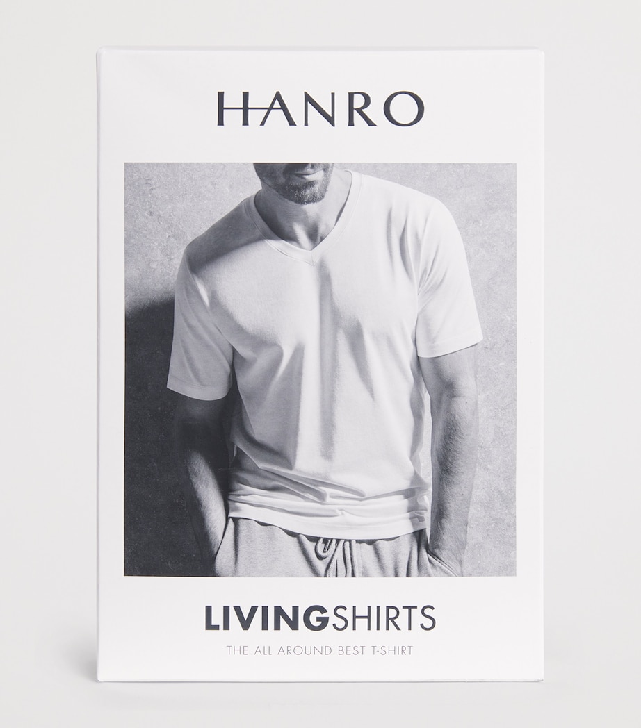 Hanro Mens Cotton Living V-Neck T-Shirt Blue Lagoon Image 6