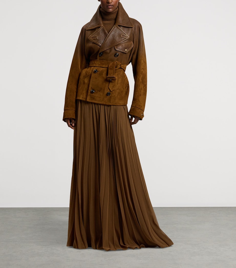 Chiffon Pleated Marsha Maxi Skirt COGNAC Image 9