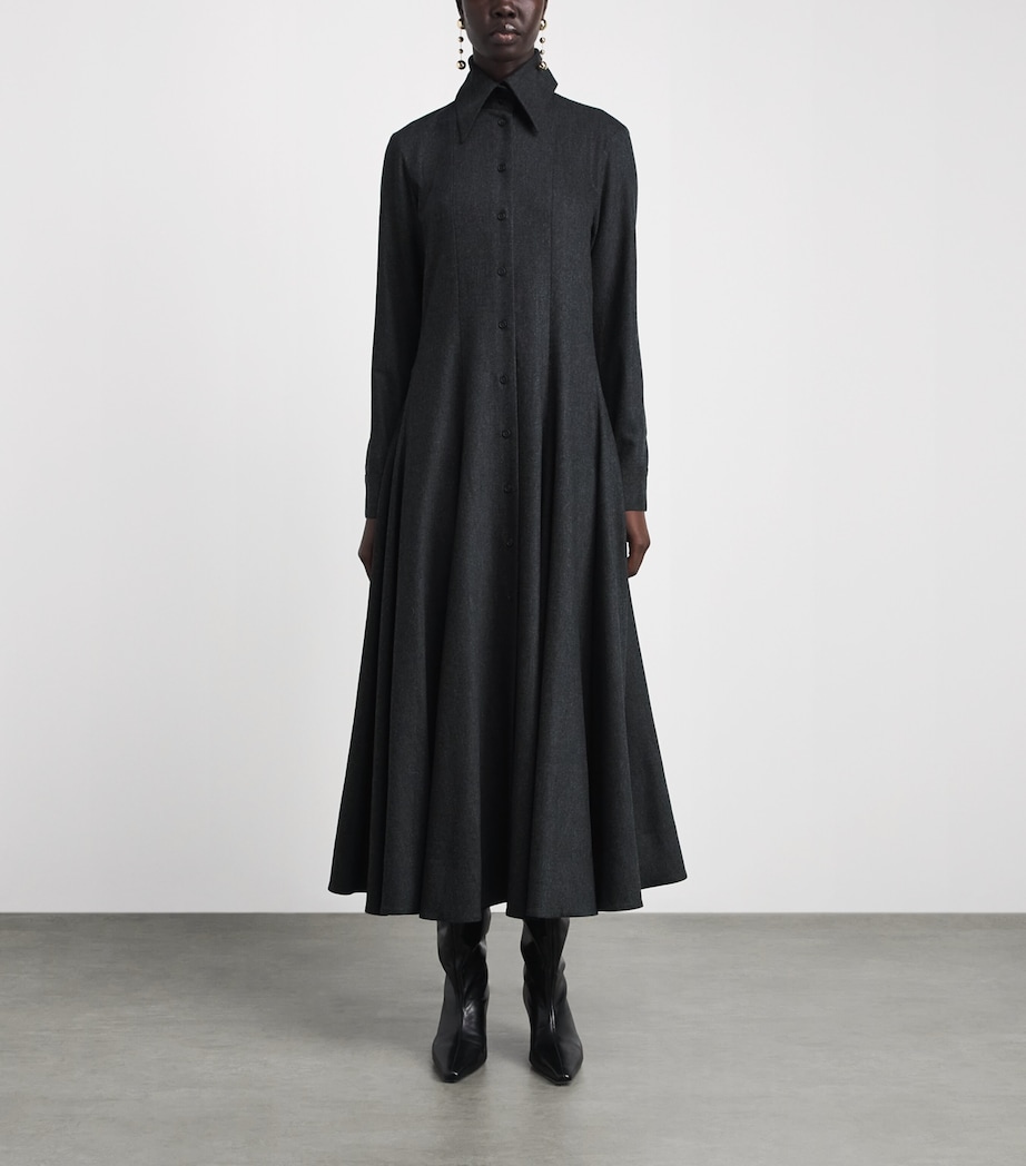 Khaite Womens Virgin Wool-Cashmere Blend Ricky Shirt Dress Charcoal Image 3