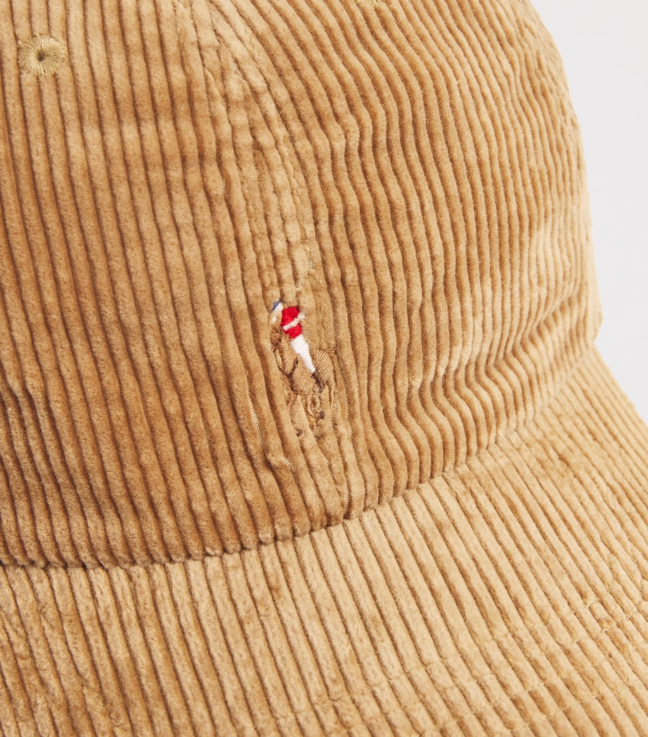 Cotton Corduroy Polo Pony Baseball Cap BROWN Image 4