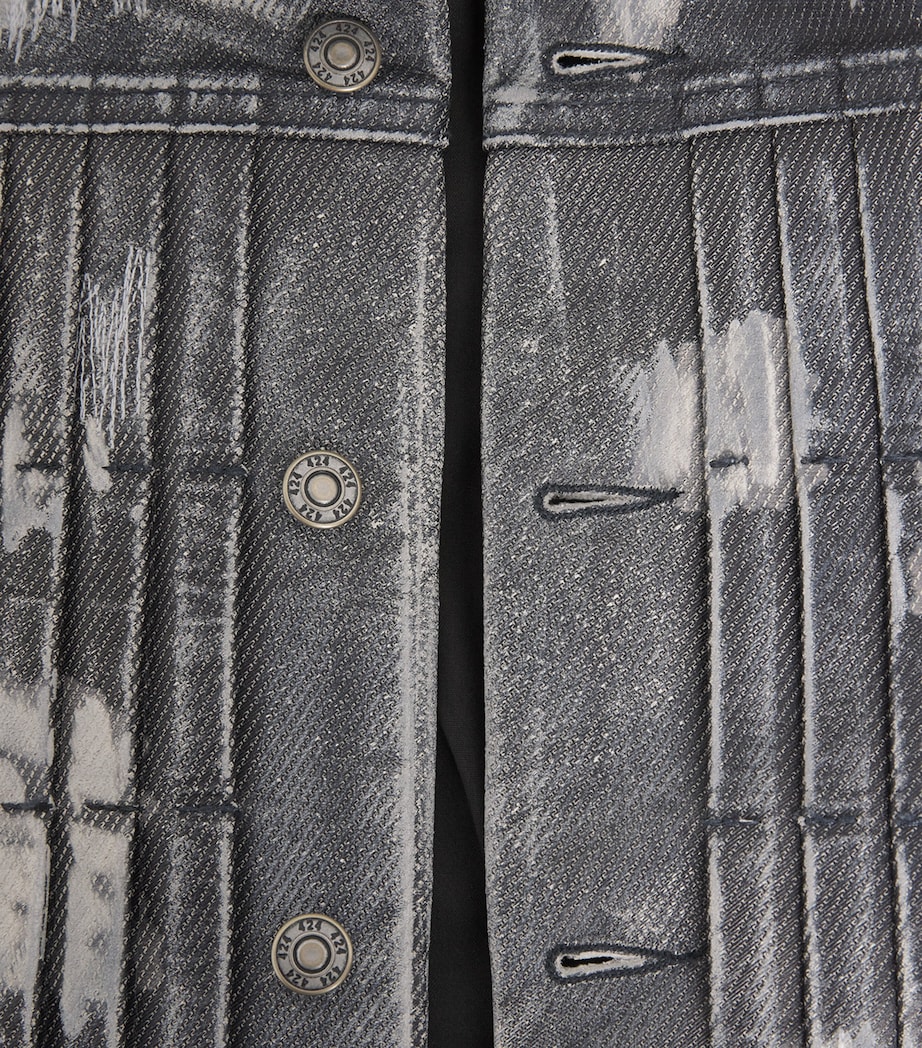 Denim-Effect Trucker Leather Jacket BLUE DENIM TEXTURE Image 5