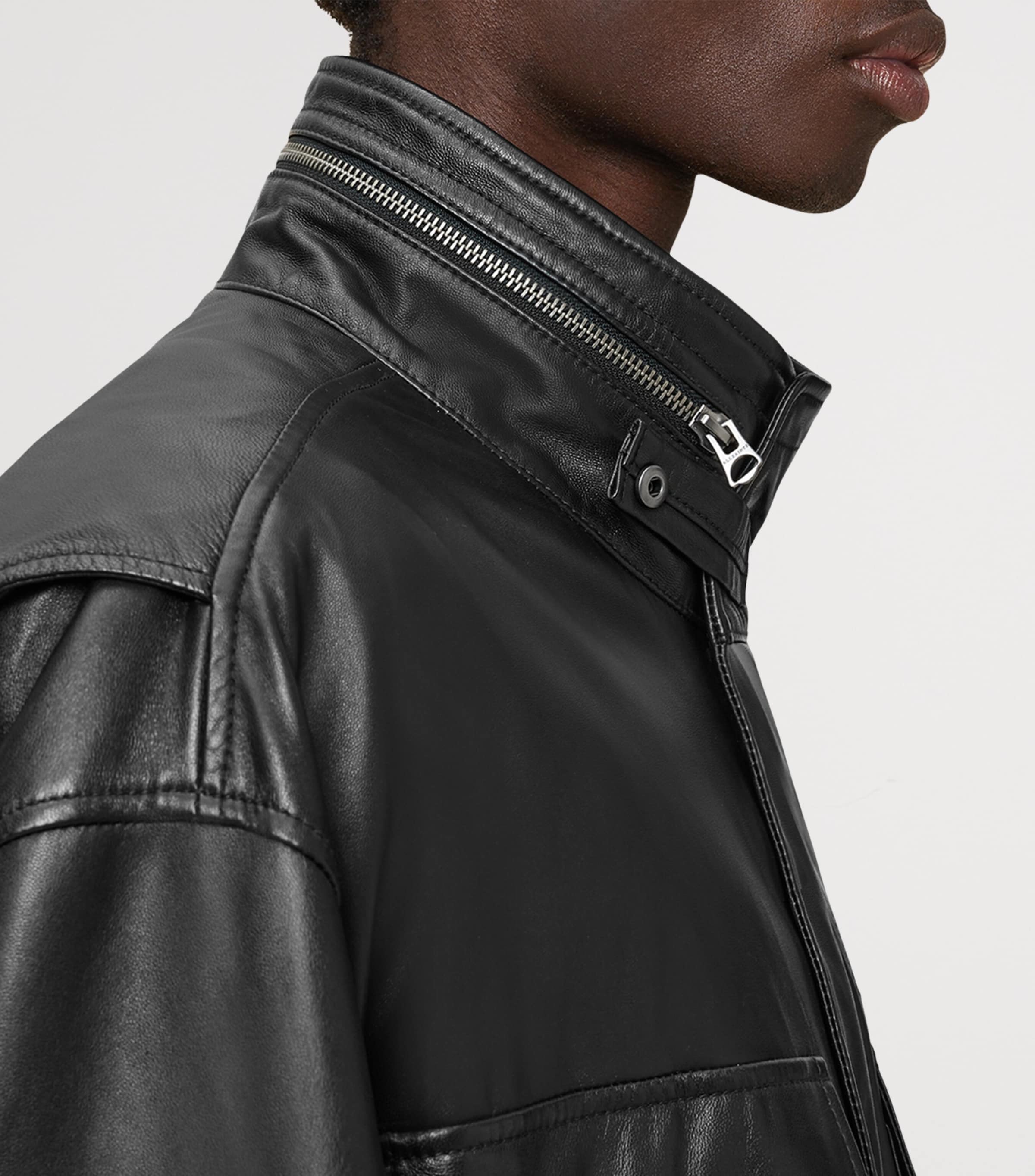 Halton Leather Jacket BLACK Image 4