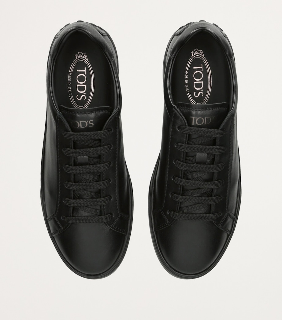 Leather Allacciata Cassetta Sneakers BLACK Image 4