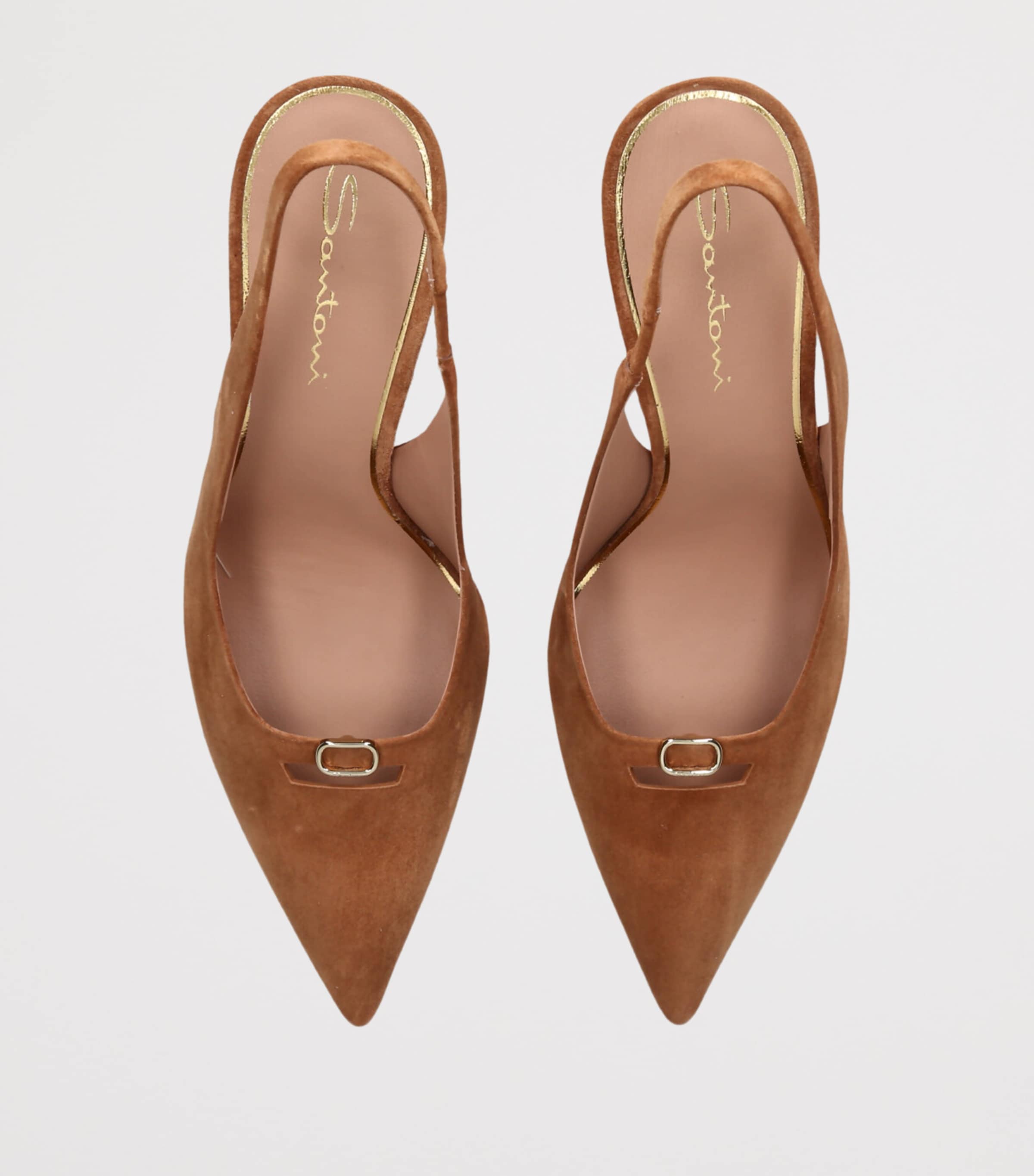 Santoni Leather Sabine Slingback Pumps 85 Mid Brown Image 2
