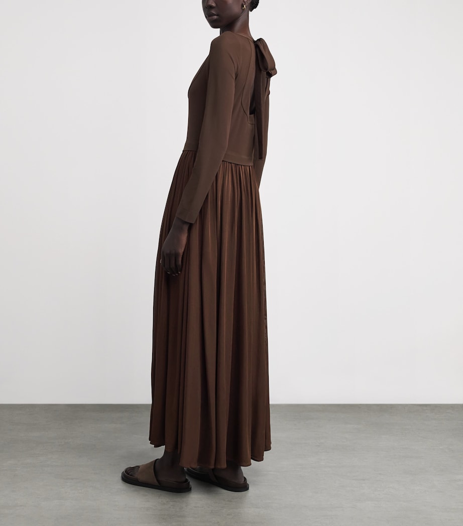 Jersey Tie-Back Maxi Dress DARK BROWN Image 3