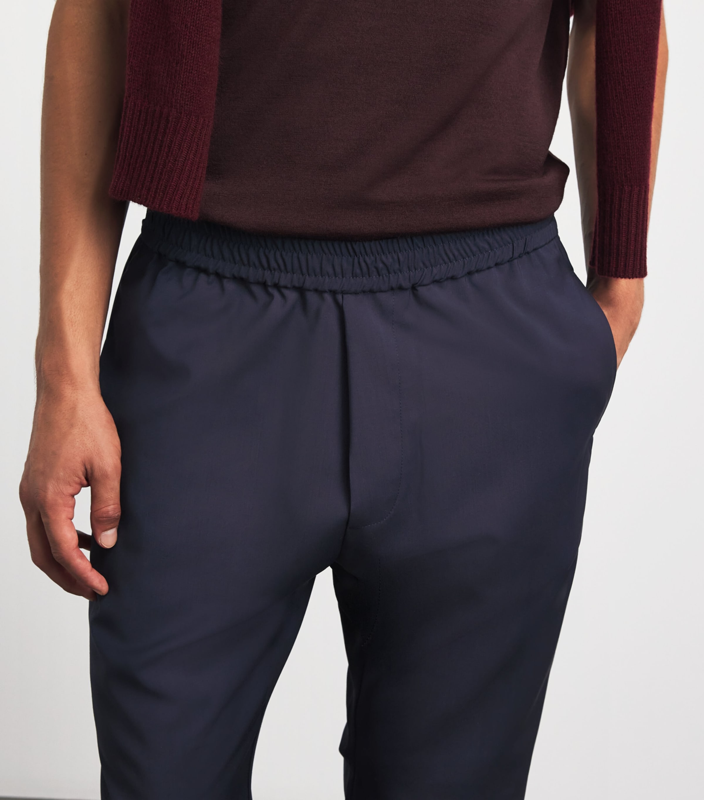 Barena Mens Virgin Wool Elasticated Trousers Navy Image 3