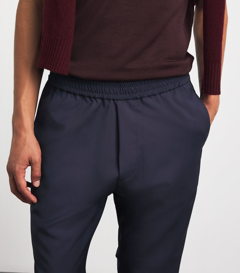 Barena Mens Virgin Wool Elasticated Trousers Navy Image 3