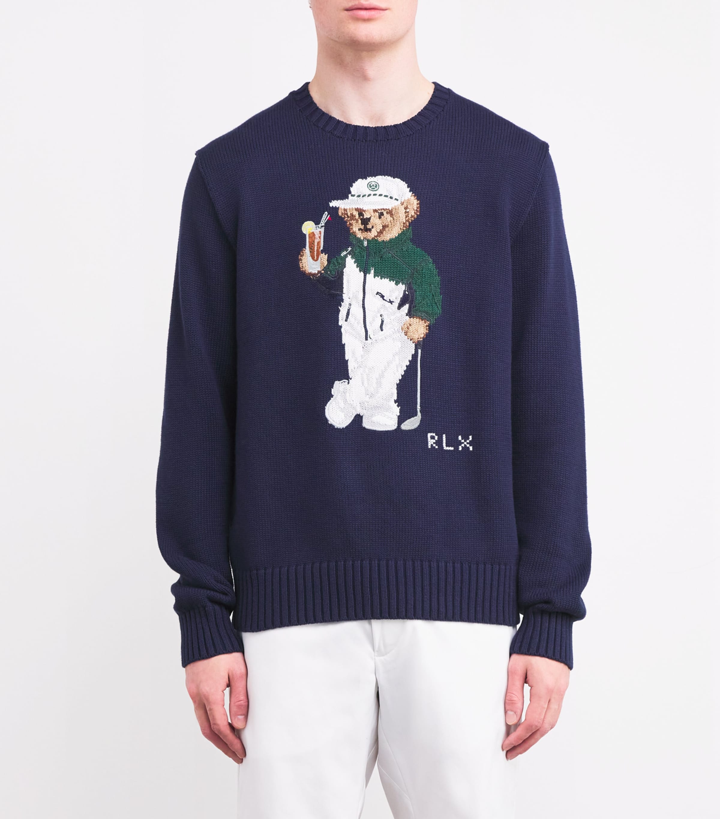 Cotton-Blend Polo Bear Sweater REFINED NAVY Image 3