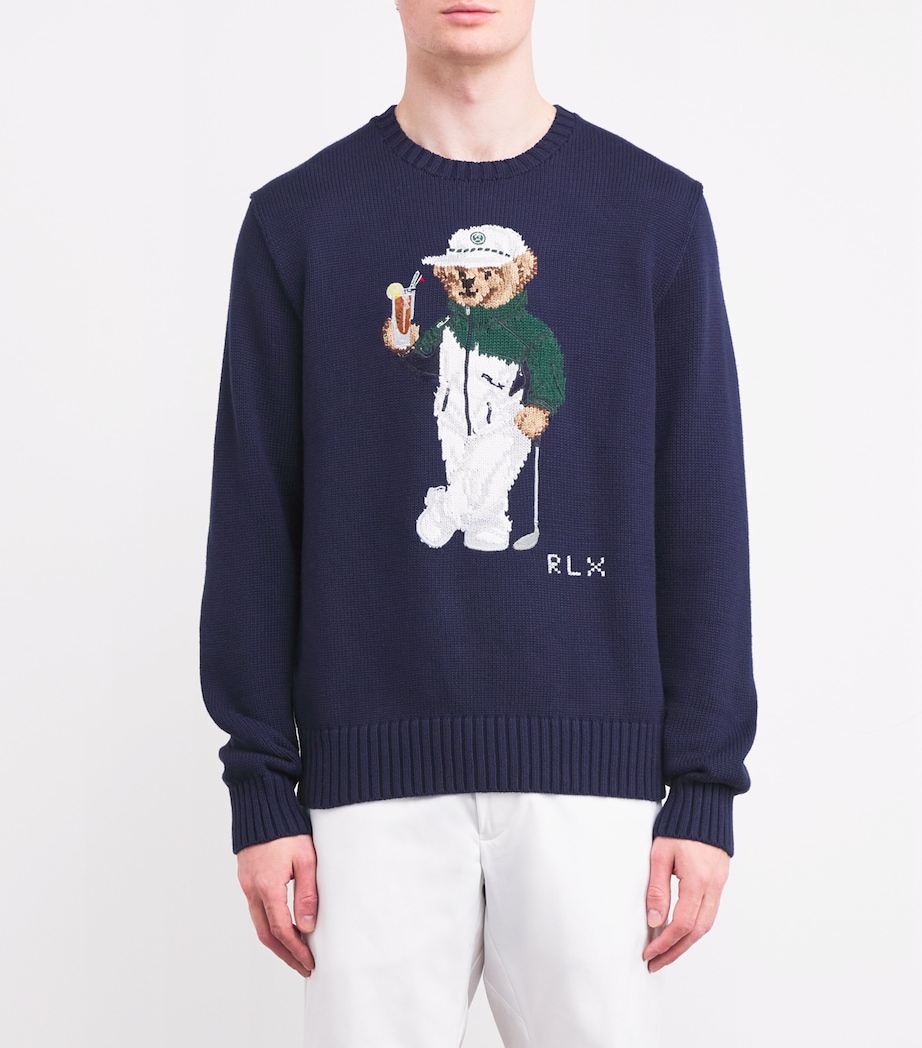 Cotton-Blend Polo Bear Sweater REFINED NAVY Image 3