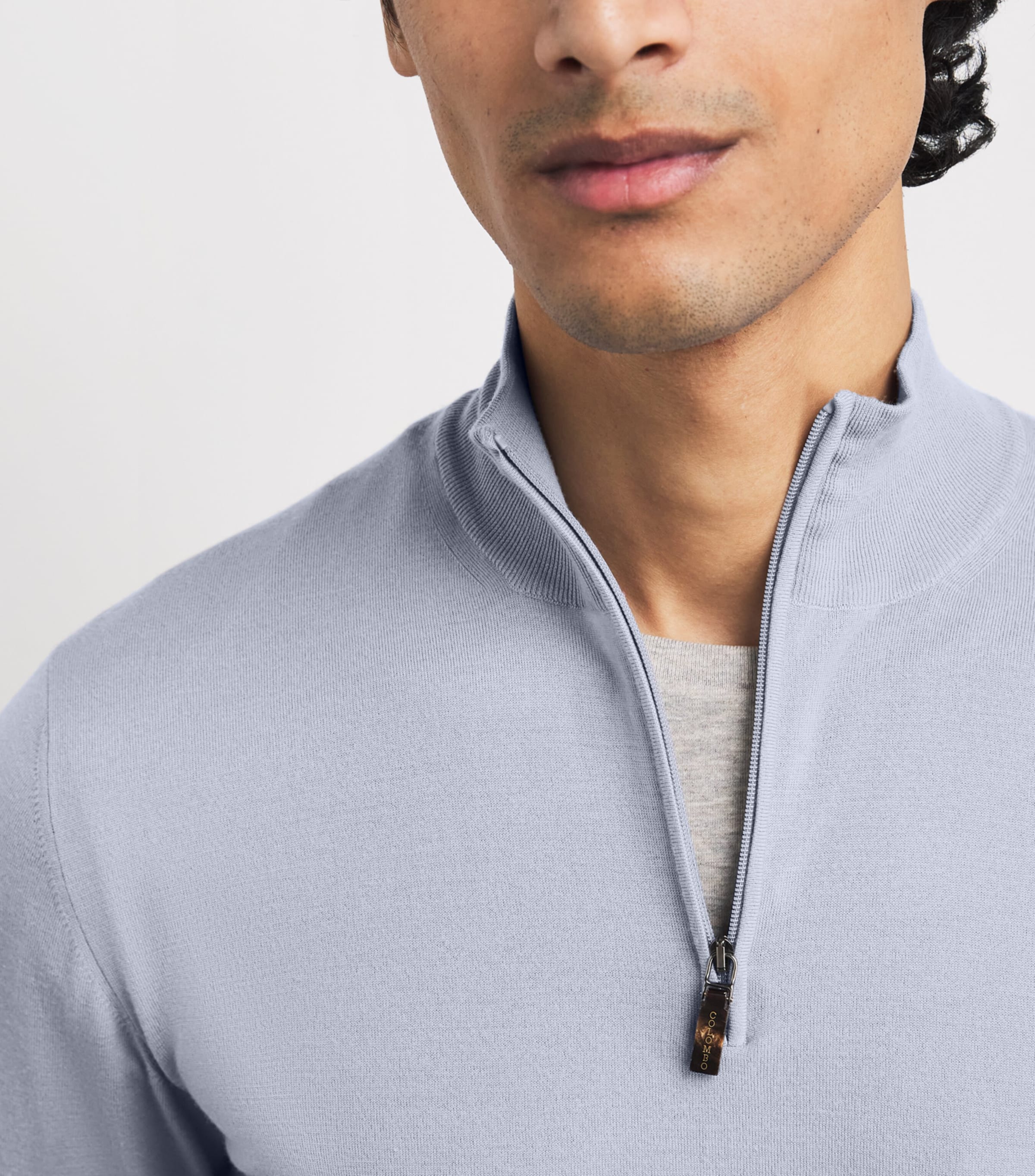 Kid Wool Quarter-Zip Sweater 40232 LIGHT BLUE Image 6