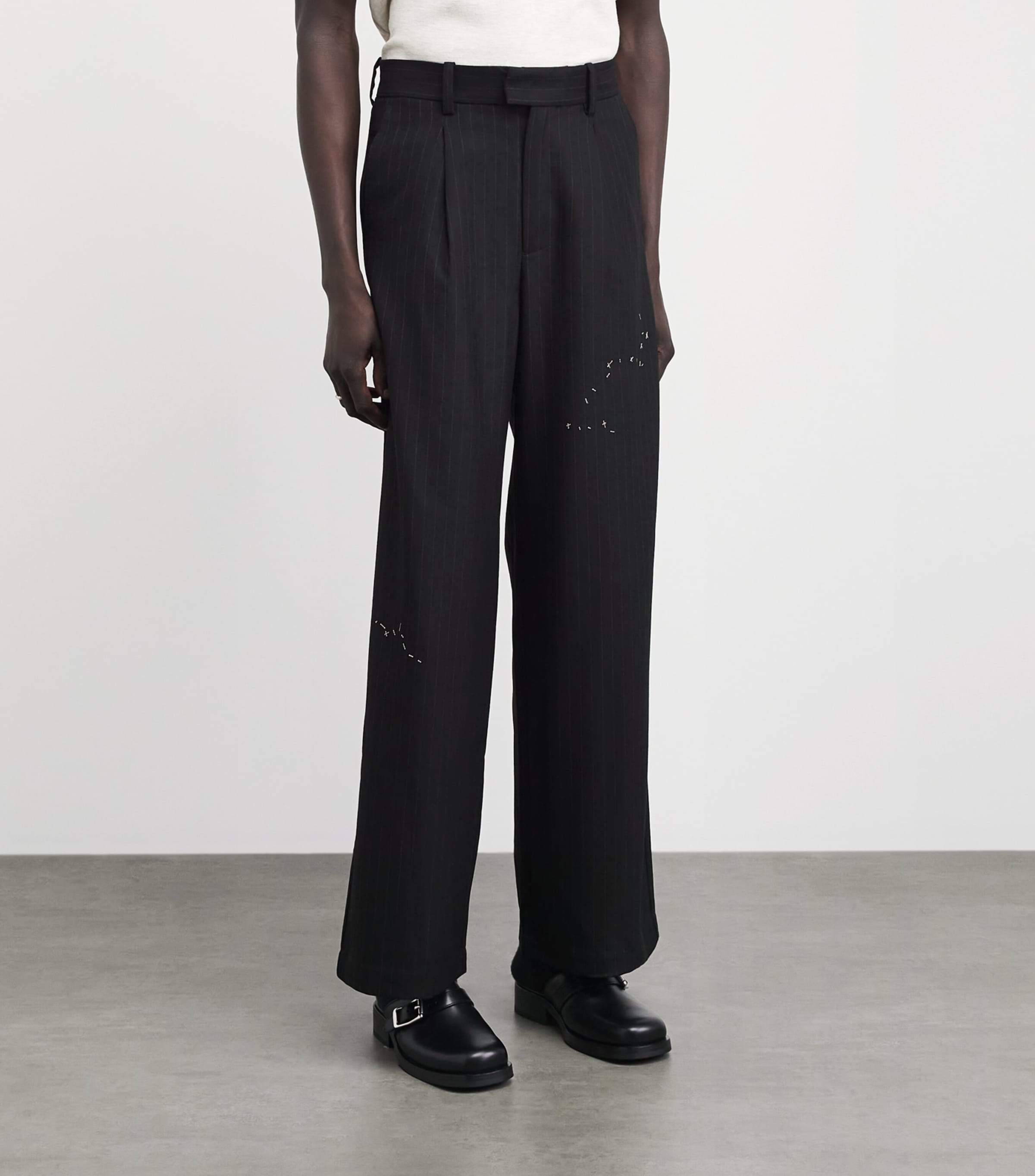 DOMREBEL Mens Pinstripe Backstage Trousers Black Image 4