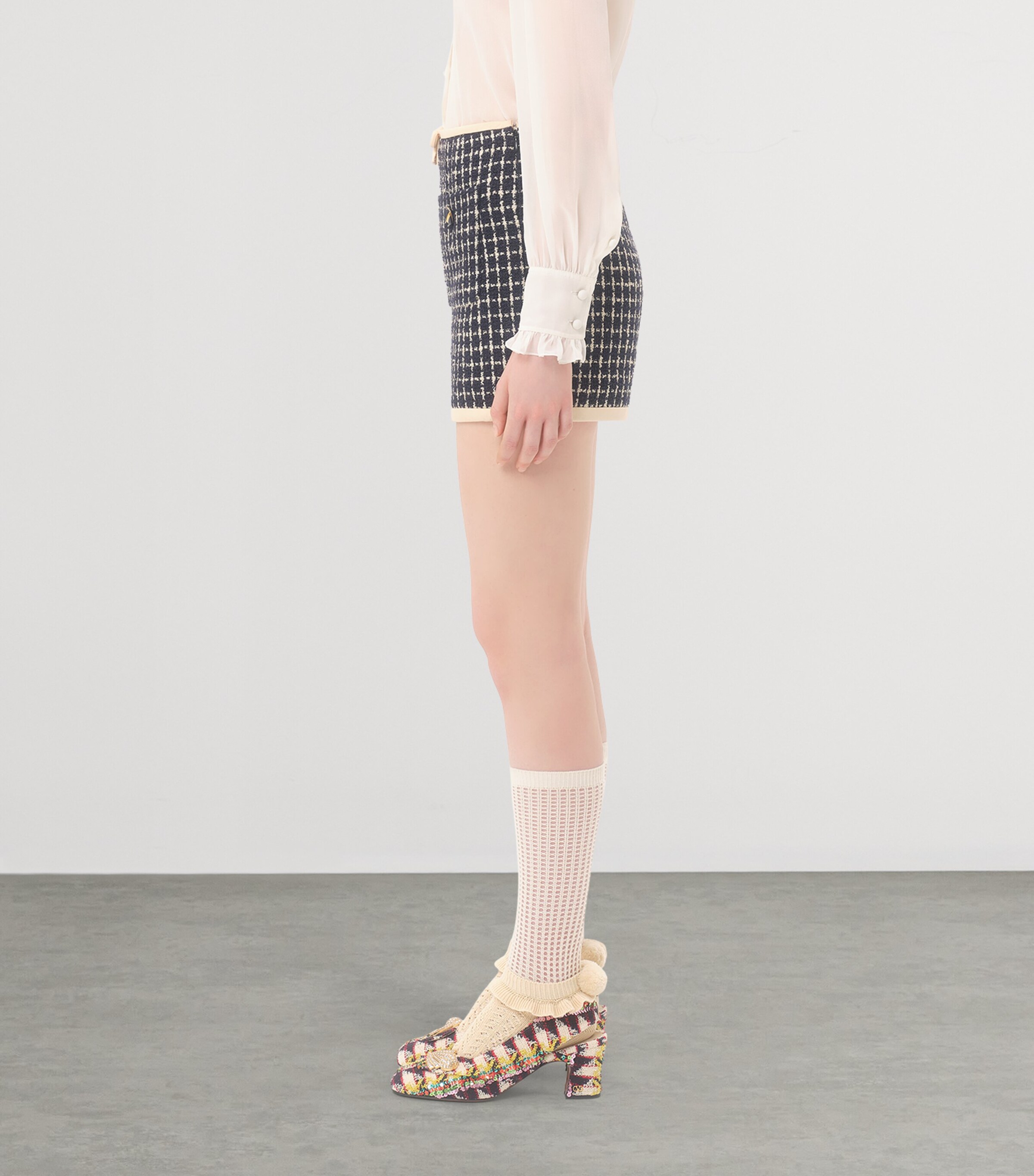 Valentino Womens Wool-Blend Check Shorts Image 3
