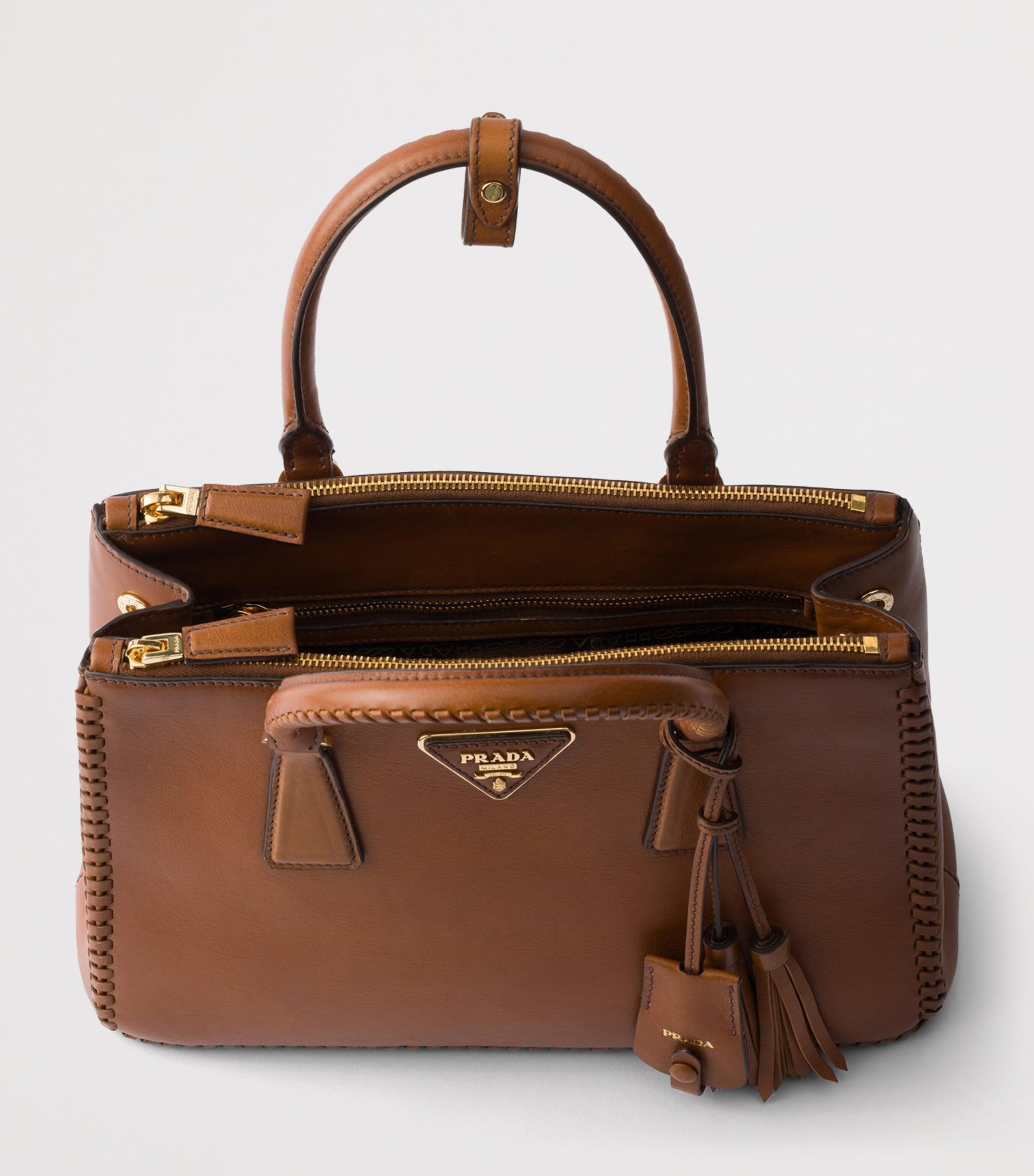 Prada Medium Leather Galleria Top-Handle Bag Brown Image 5