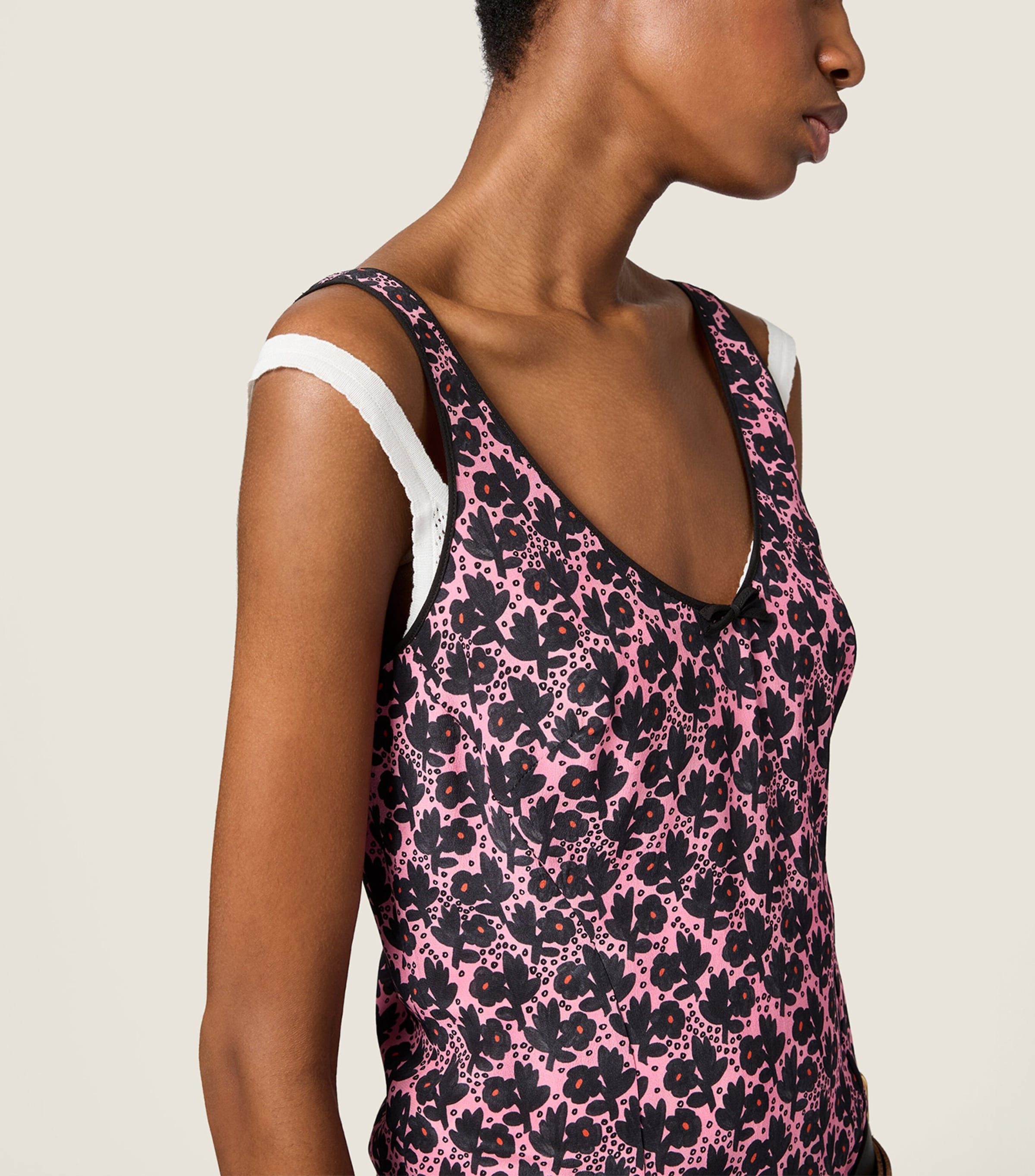 Miu Miu Womens Silk Floral Print Mini Dress Pink Image 5