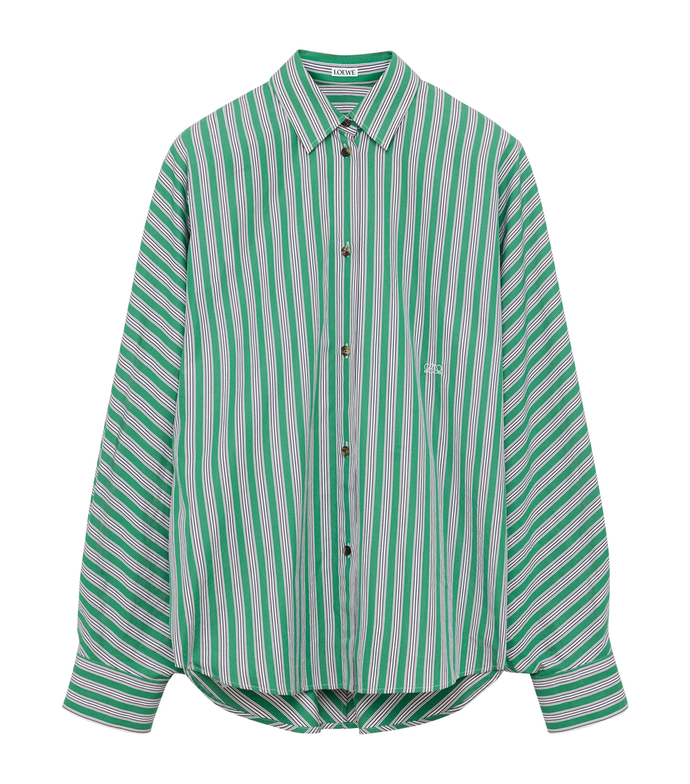 LOEWE Womens Oversized Stripe Shirt Green/white Image 1