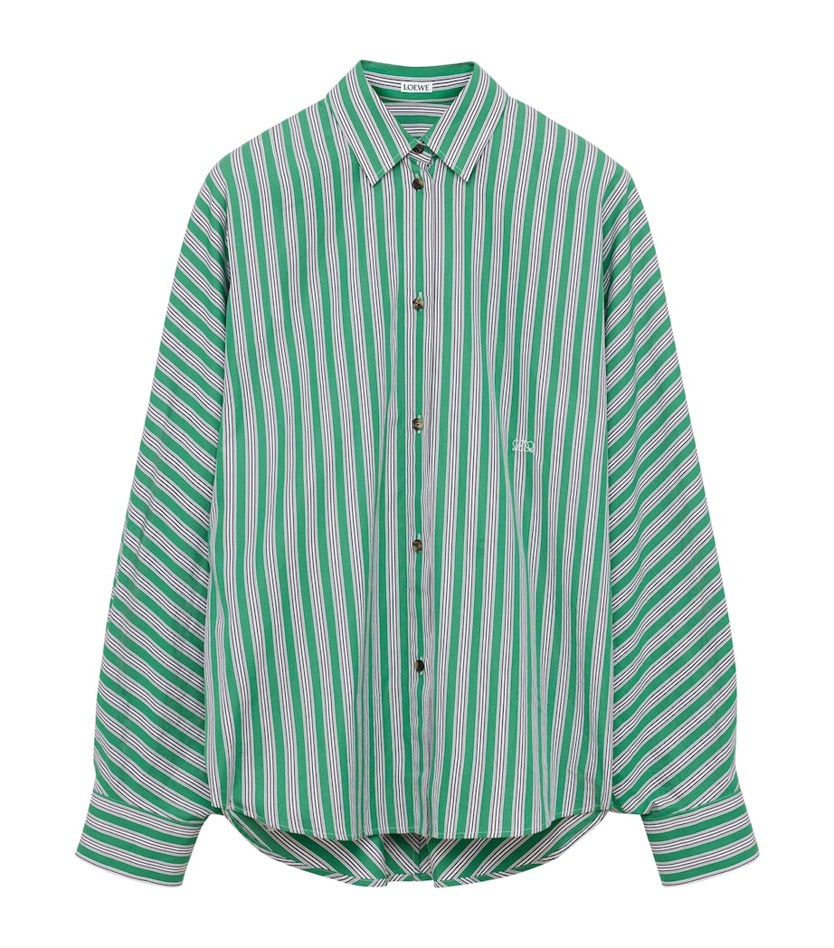 LOEWE Womens Oversized Stripe Shirt Green/white Image 1
