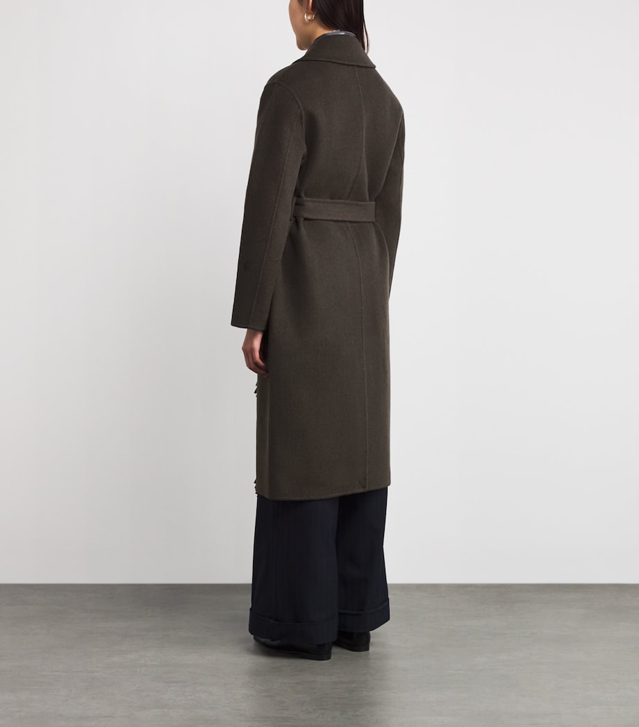 Wool-Blend Belted Fringe Coat KHAKI Image 4