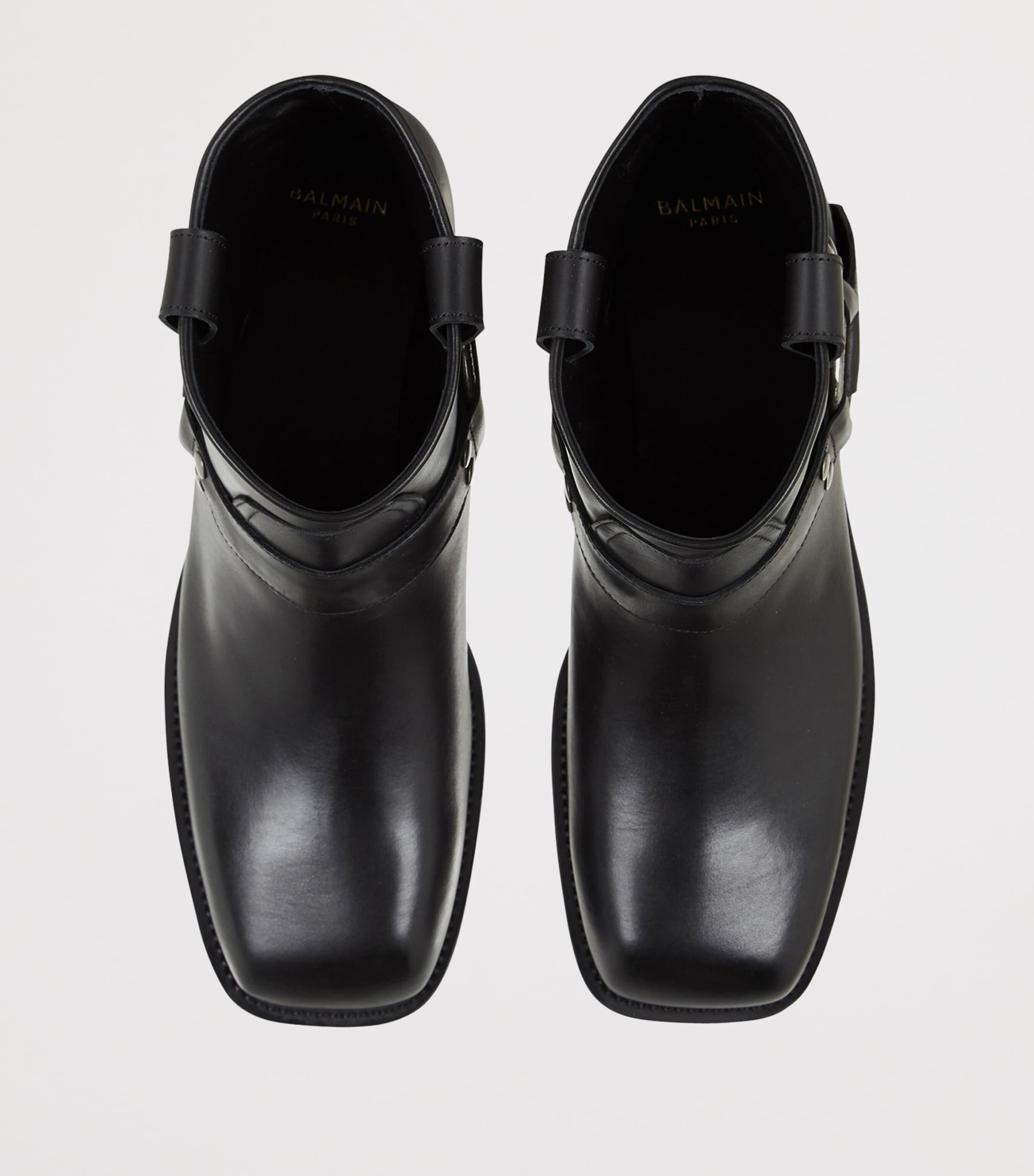 Leather Biker Ankle Boots 0PA NOIR Image 8