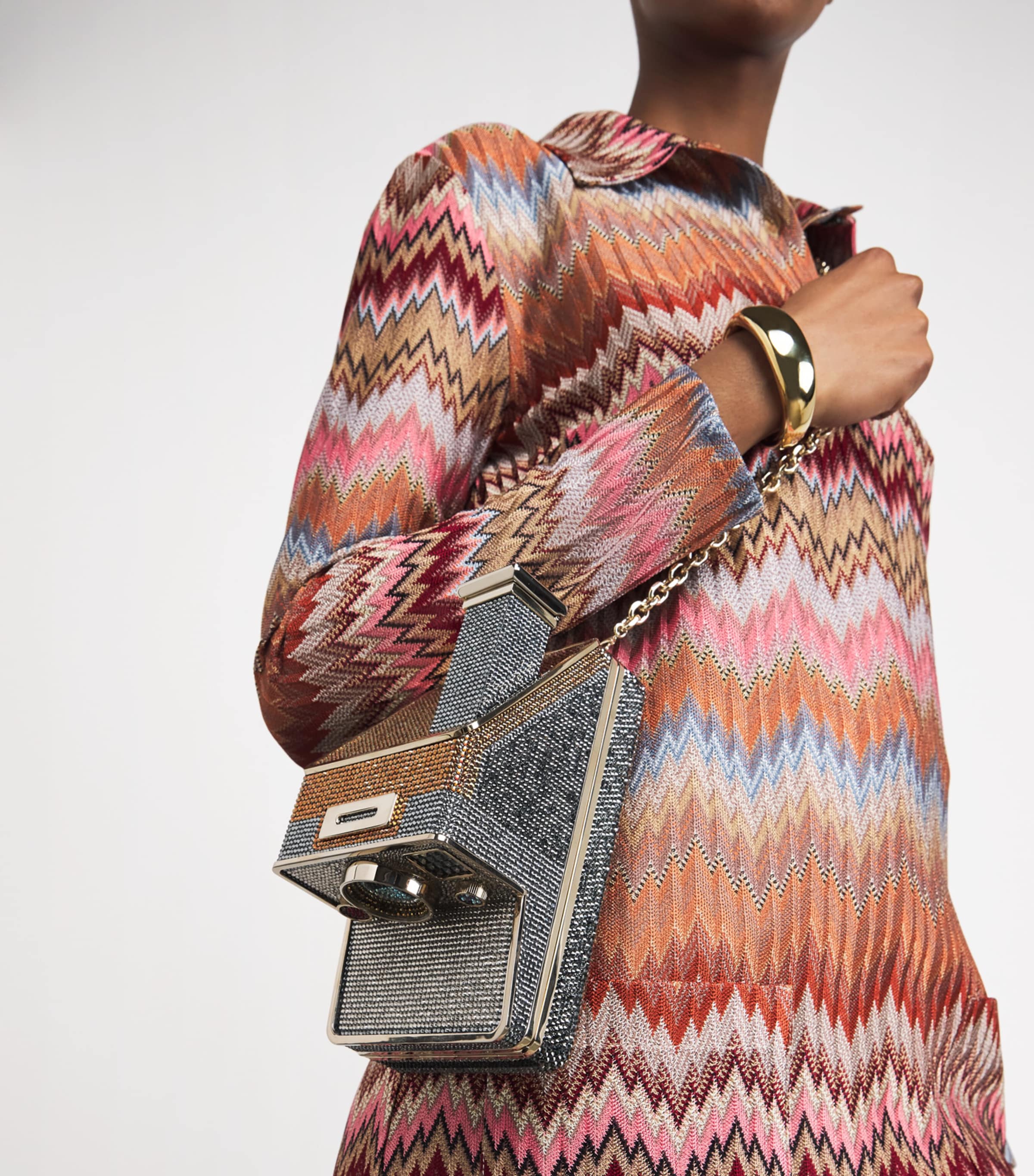 Crystal-Embellished Image Clutch Bag SLSMT SLVR LI SI MLT Image 5