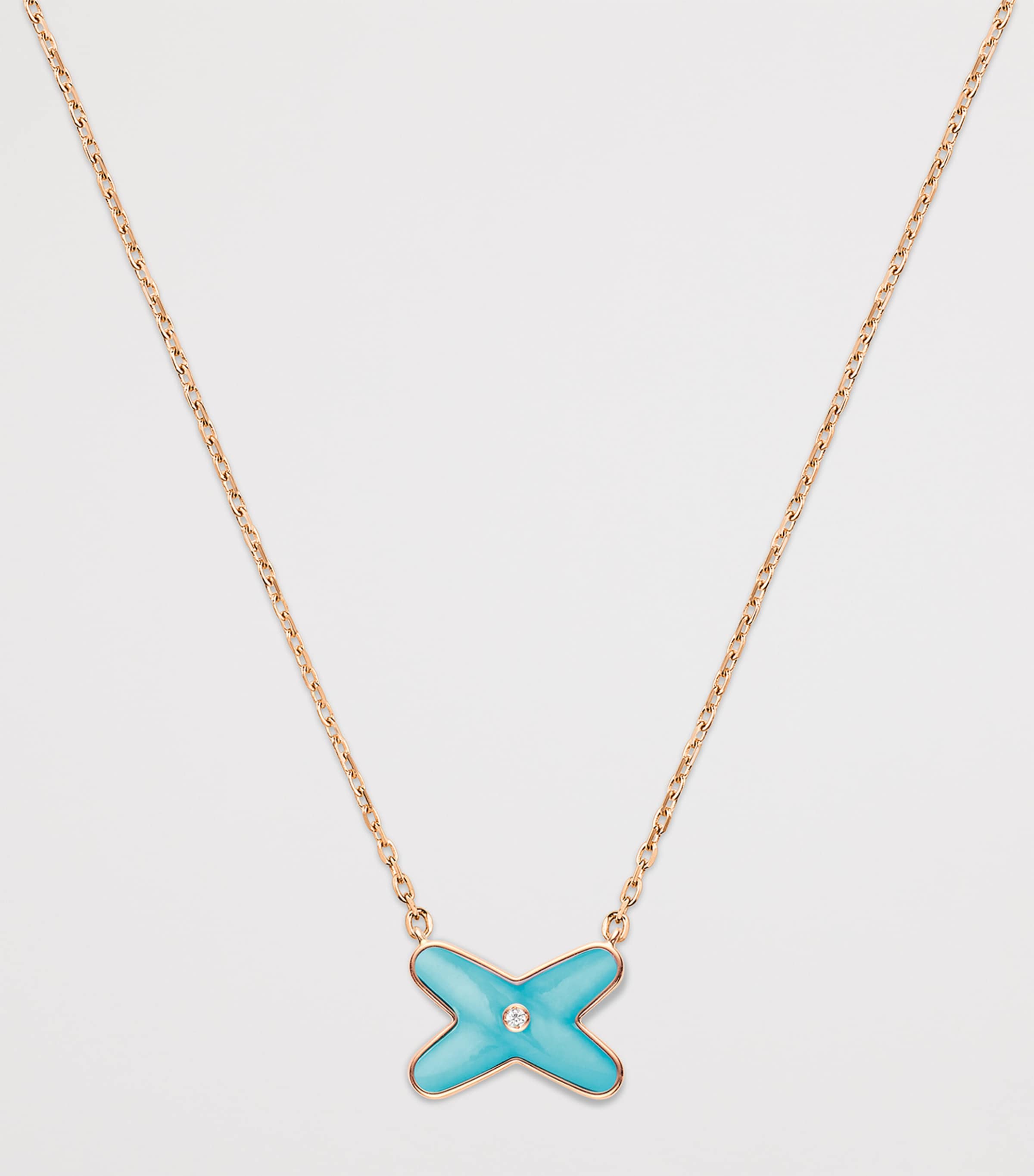 Chaumet Rose Gold, Diamond and Turquoise Jeux de Liens Pendant Necklace Pink Gold Image 2