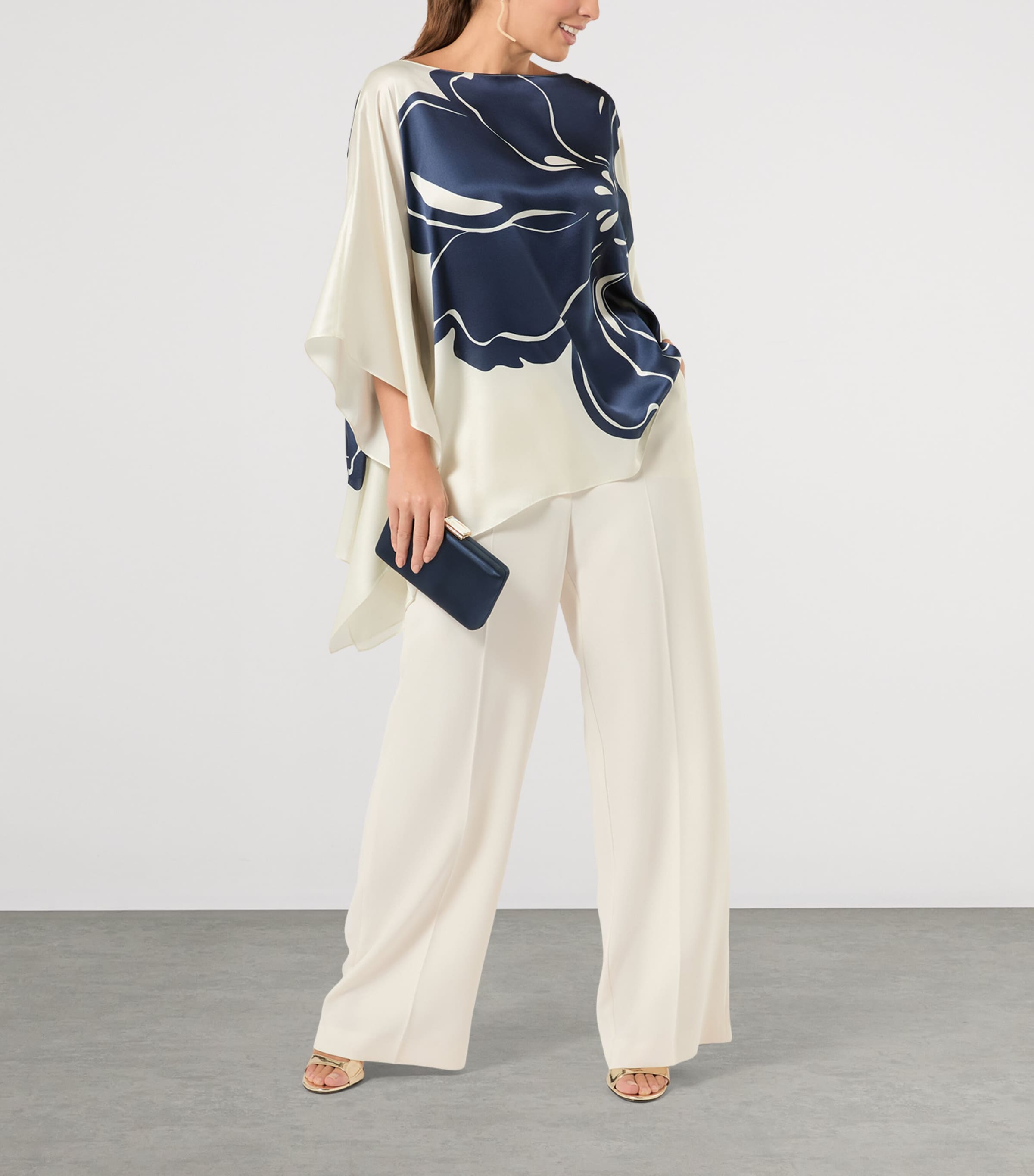 Marina Rinaldi Ivory Silk Floral Tunic Blouse | Harrods FR
